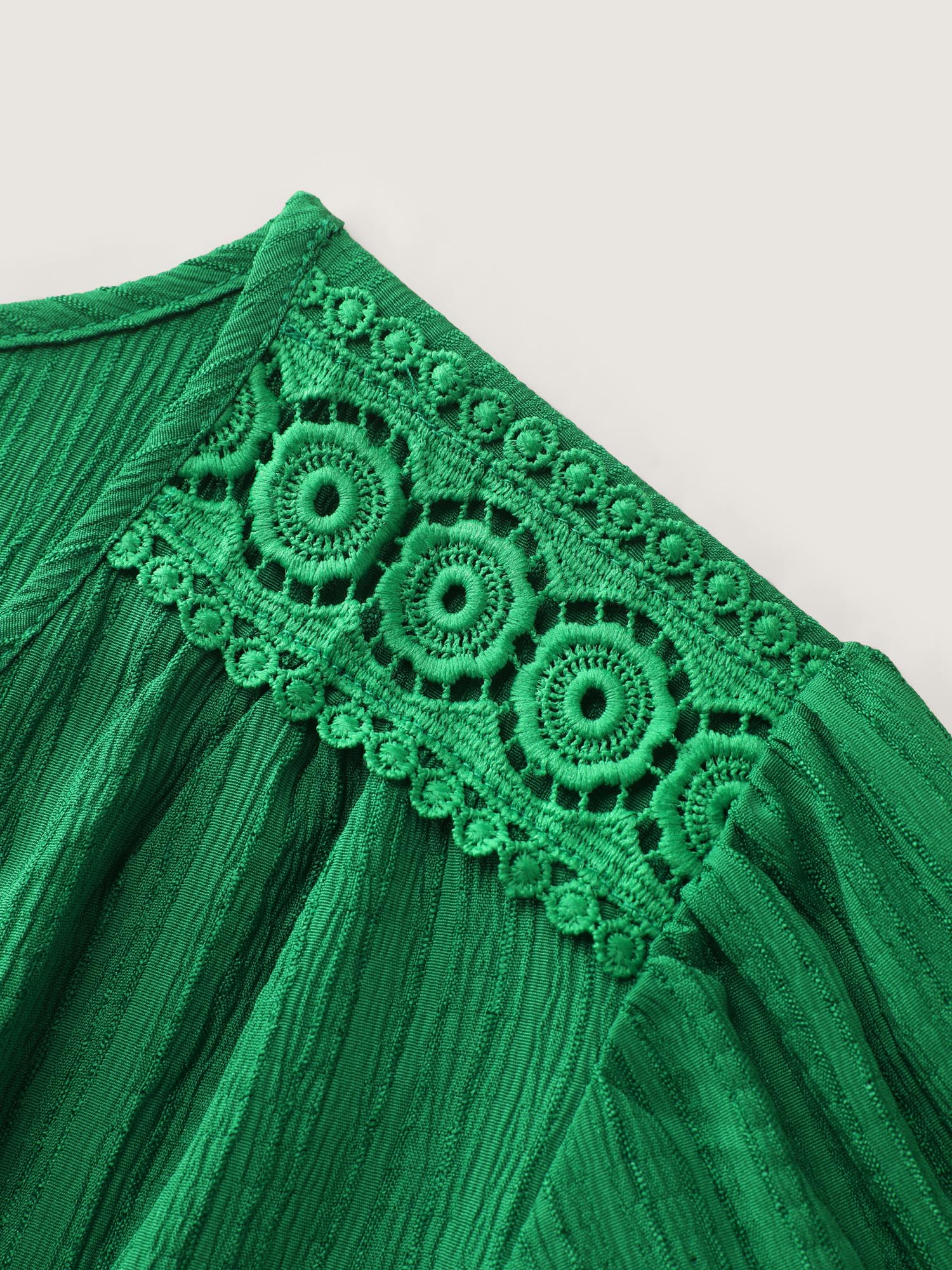 Lace Cut-Out Shirred Solid Maxi Dress - Image 6