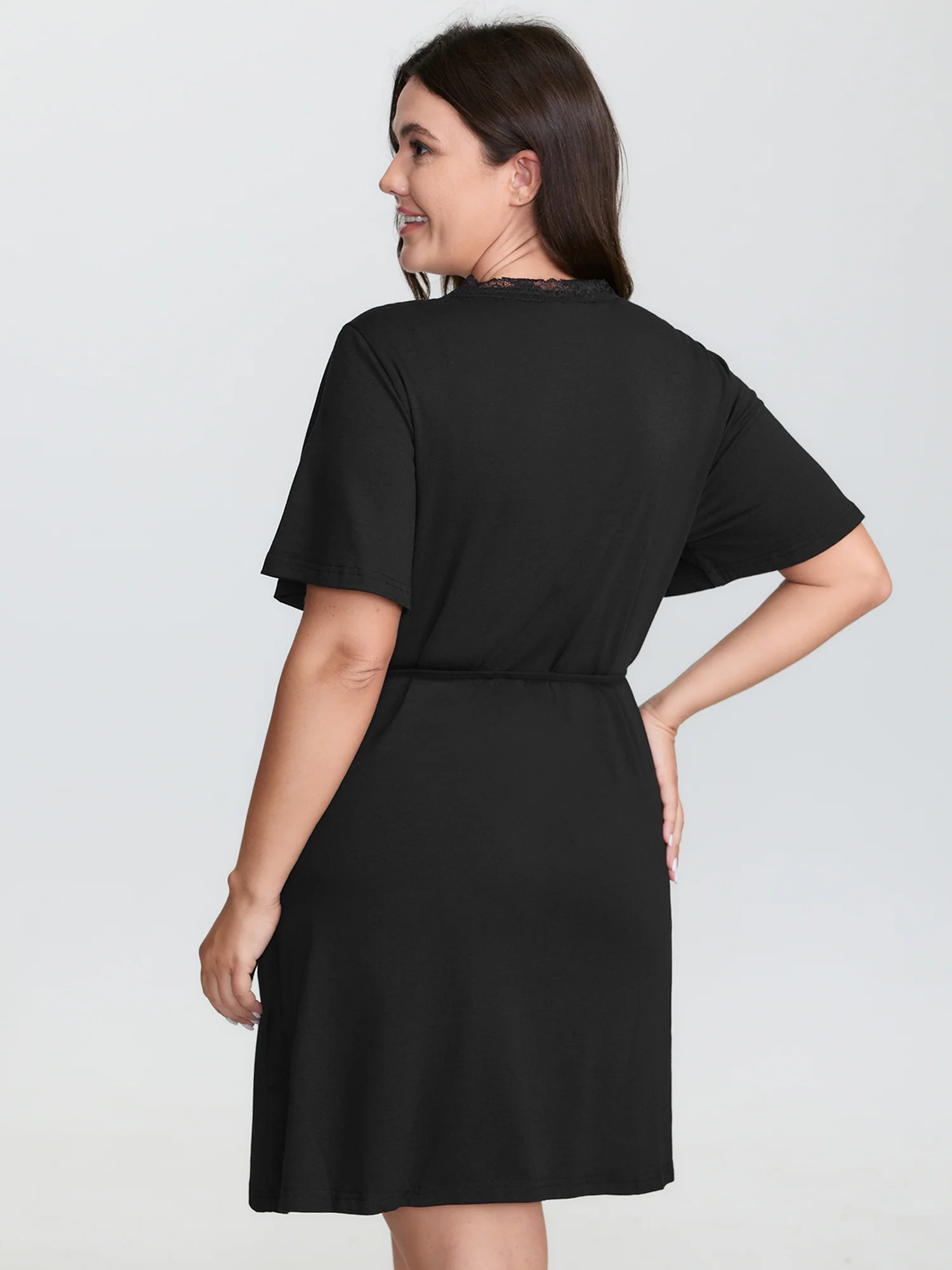 Lace Trim Side-Tie Pockets Nightgown - Image 5