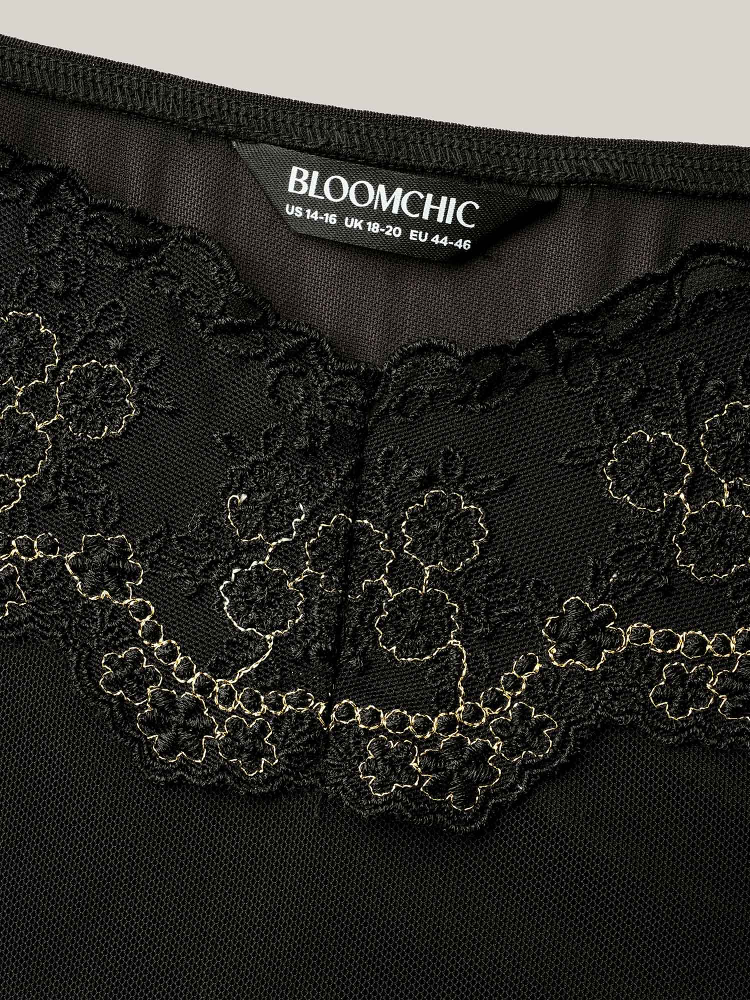 Romantic Lace Trim Stitch Mesh Nightgown - Image 6