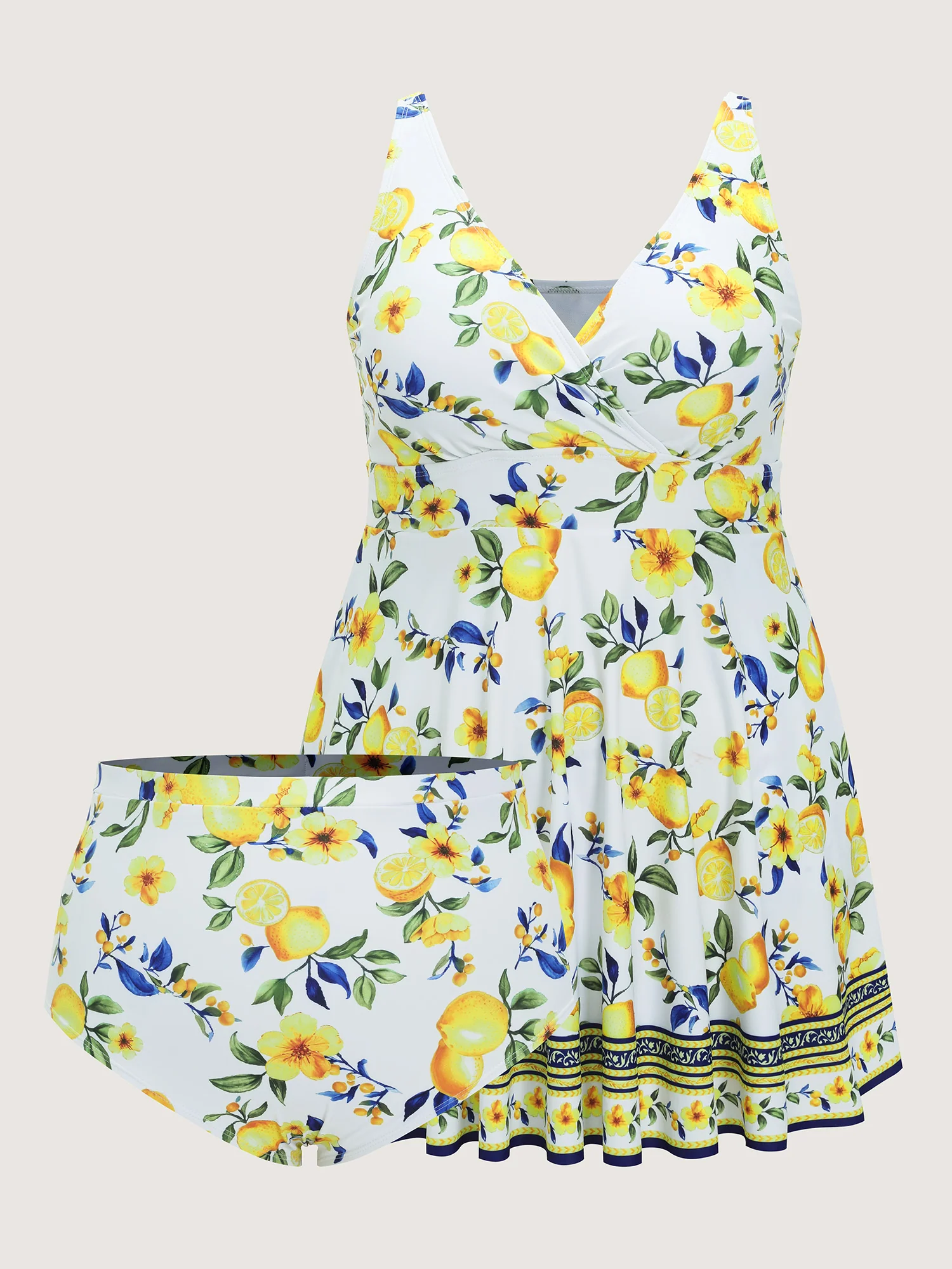 Lemon Print Pockets Fit And Flare Swim Dress - Image 7