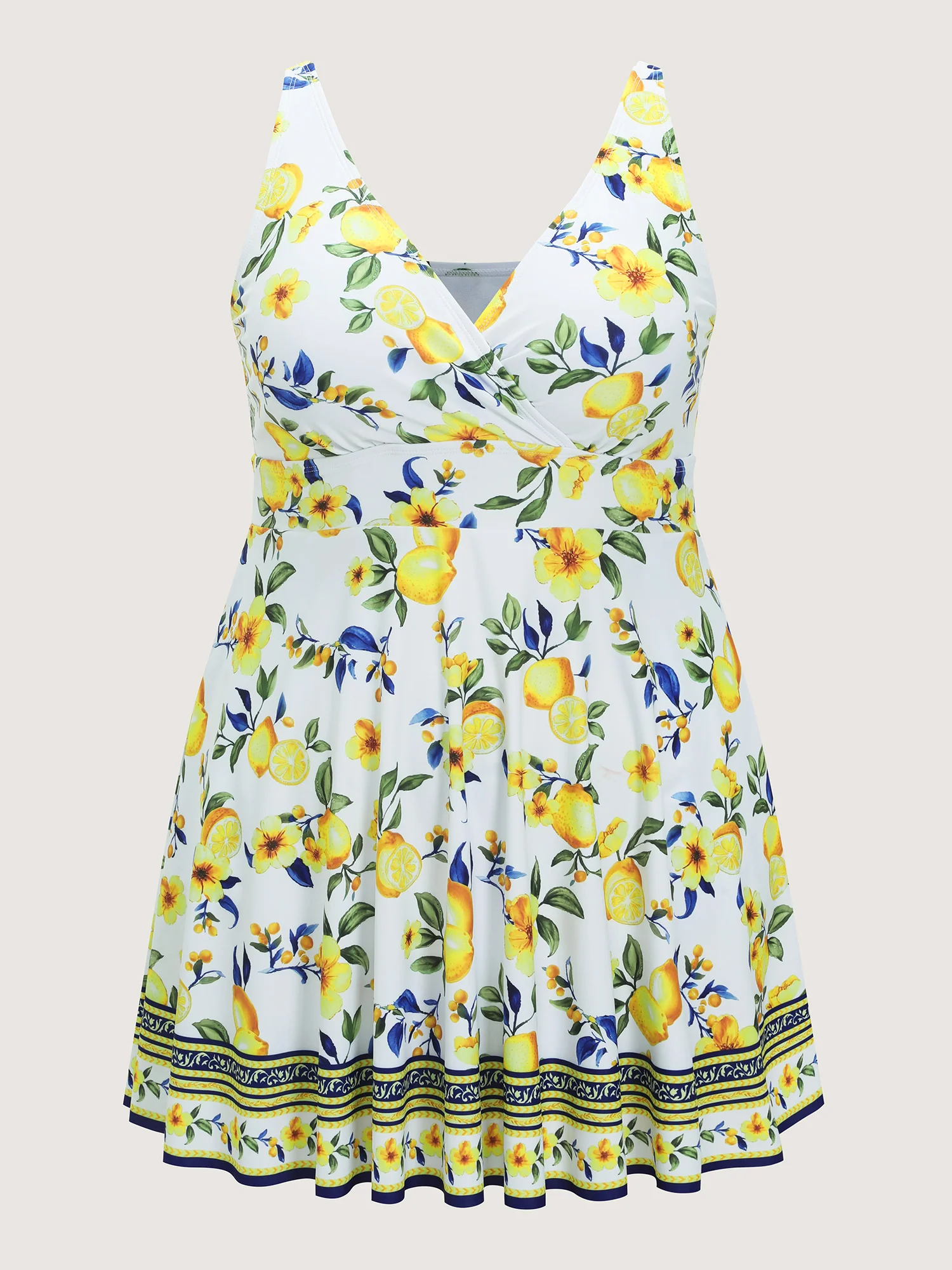 Lemon Print Pockets Fit And Flare Swim Dress - Image 8