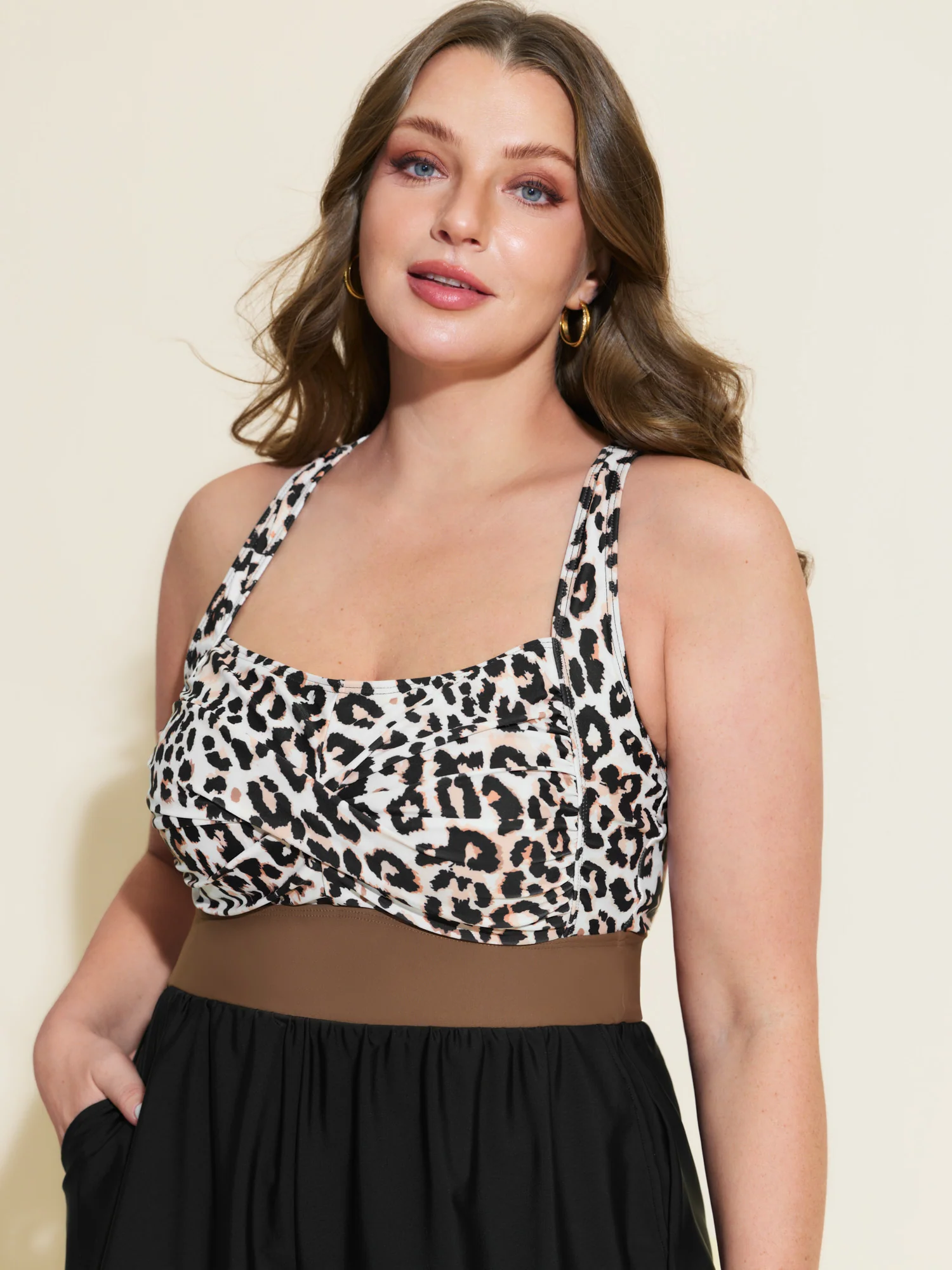 Leopard Print Color Contrast One-Piece Swimsuit - Image 15