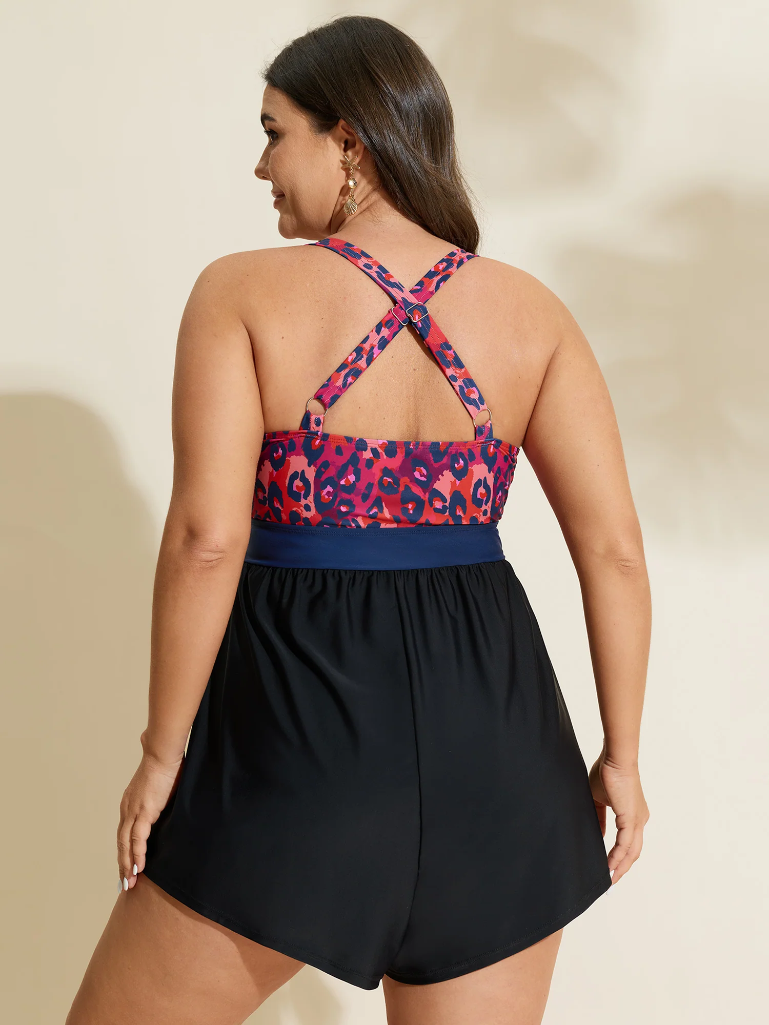 Leopard Print Color Contrast One-Piece Swimsuit - Image 27