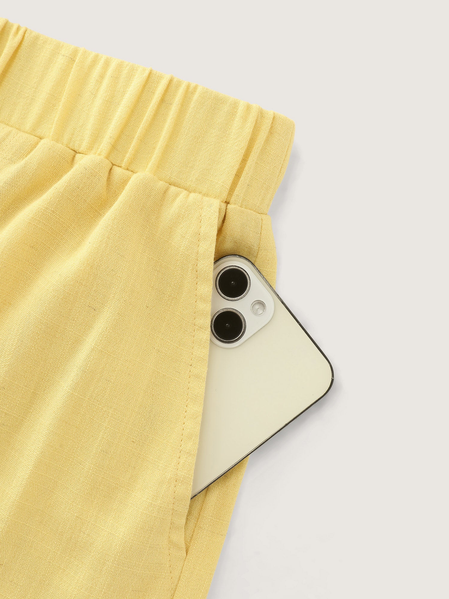 Linen Blend Button Detail Hem Split Sheer Pants - Image 7