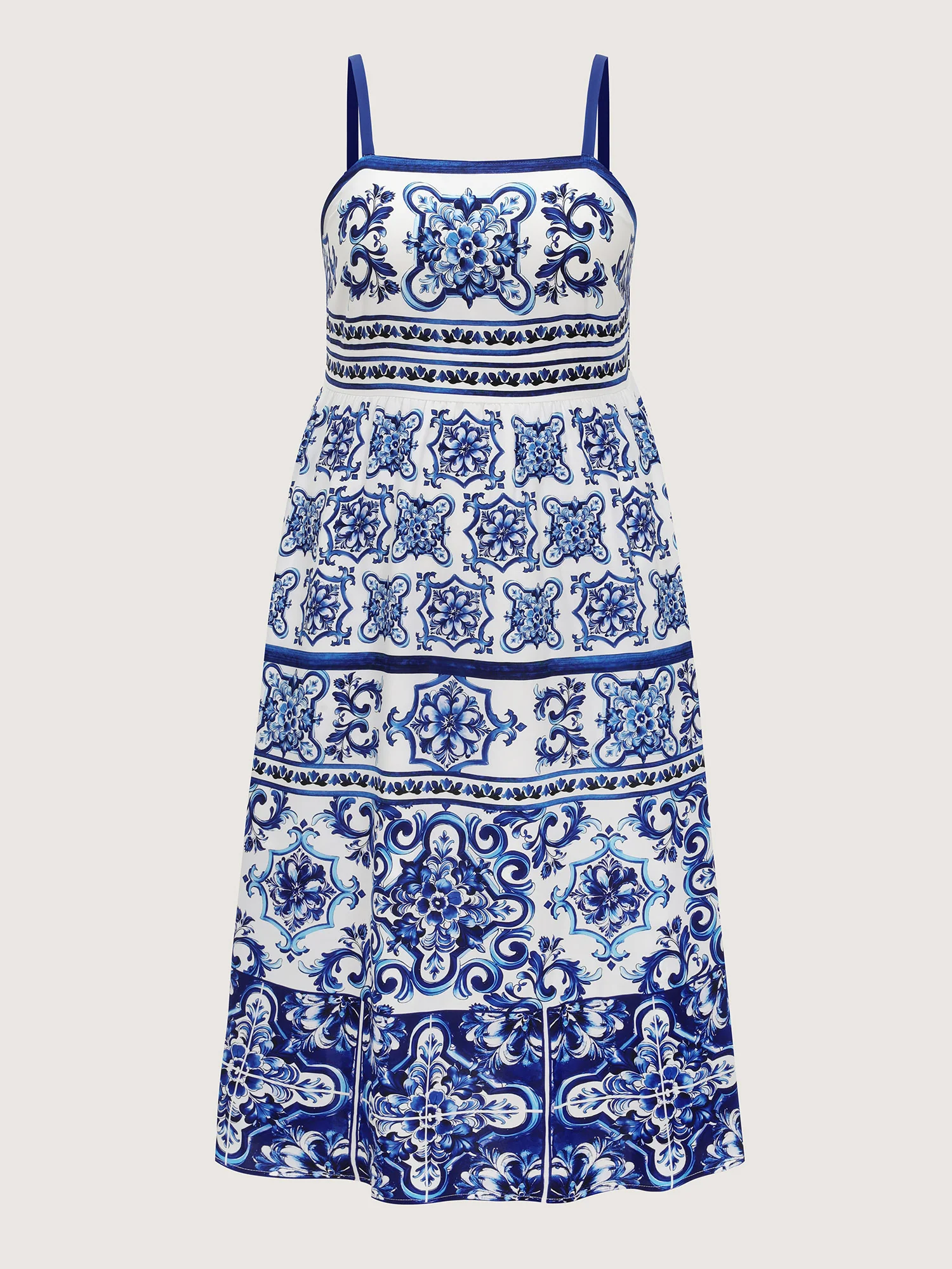 Majolica Print Cami Flowy Midi Dress - Image 7