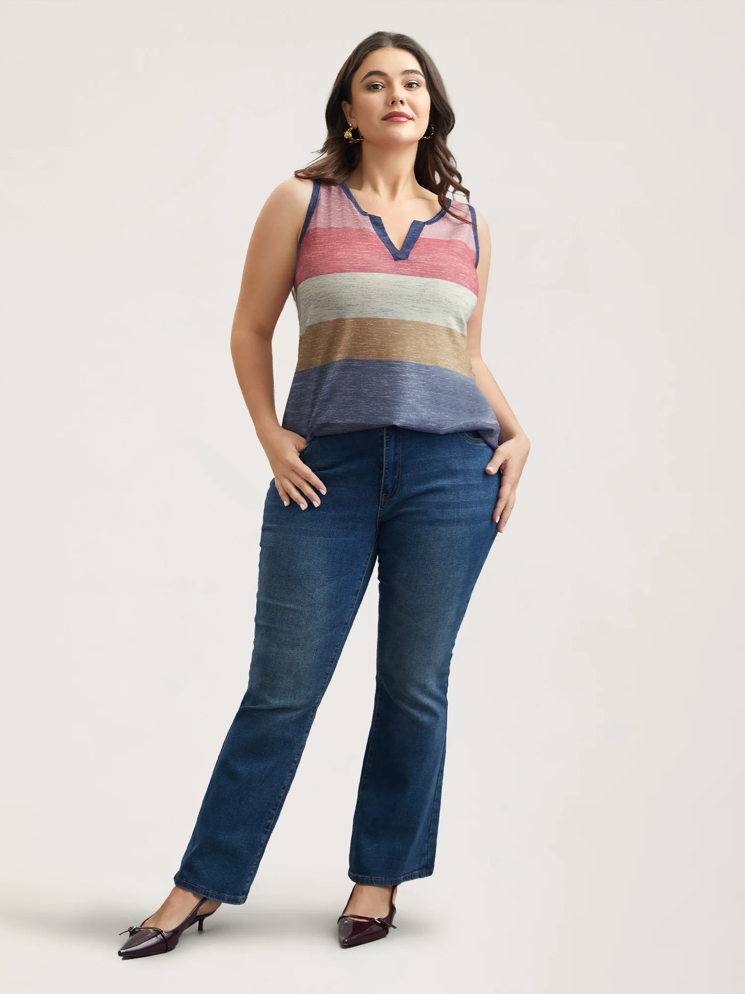 Multi-Color Stripes Off-Sleeves Vest - Image 3