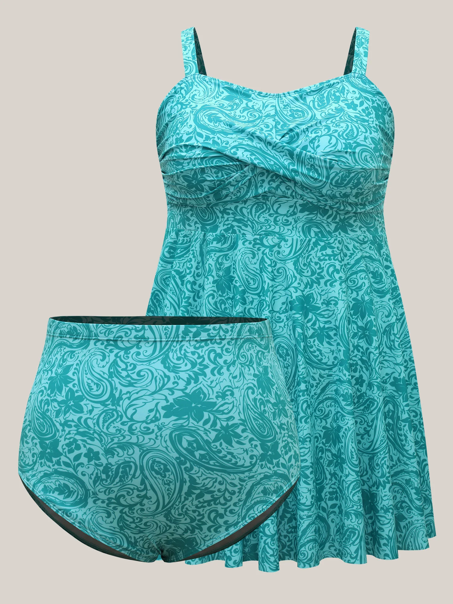 Paisley Print Twist Front Swim Dress - Image 12