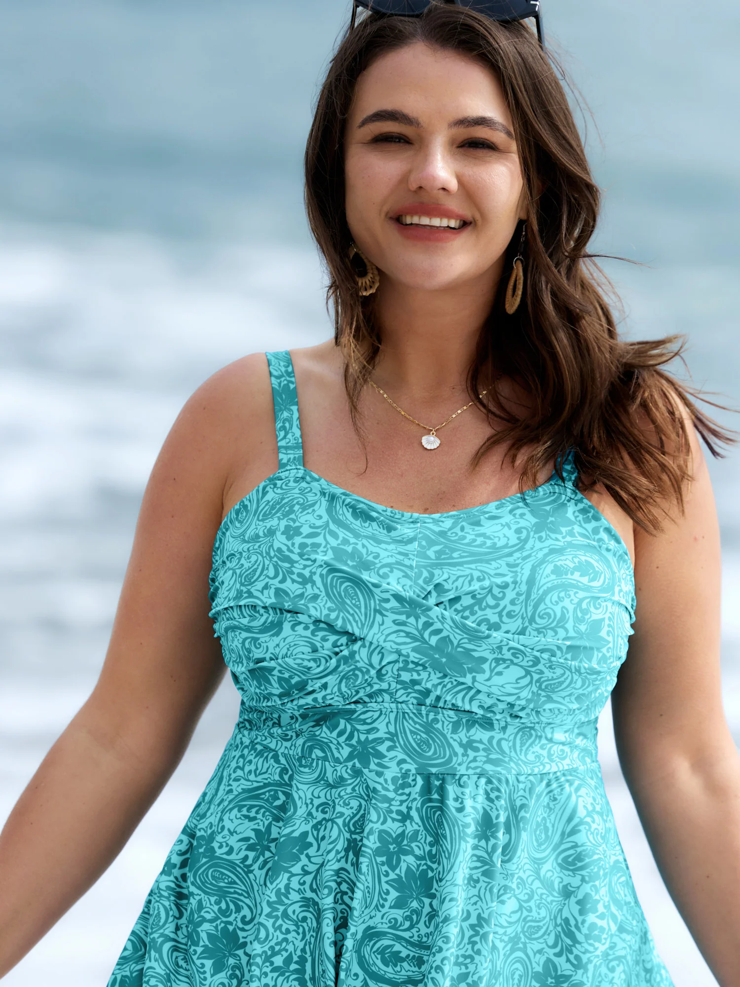 Paisley Print Twist Front Swim Dress - Image 2