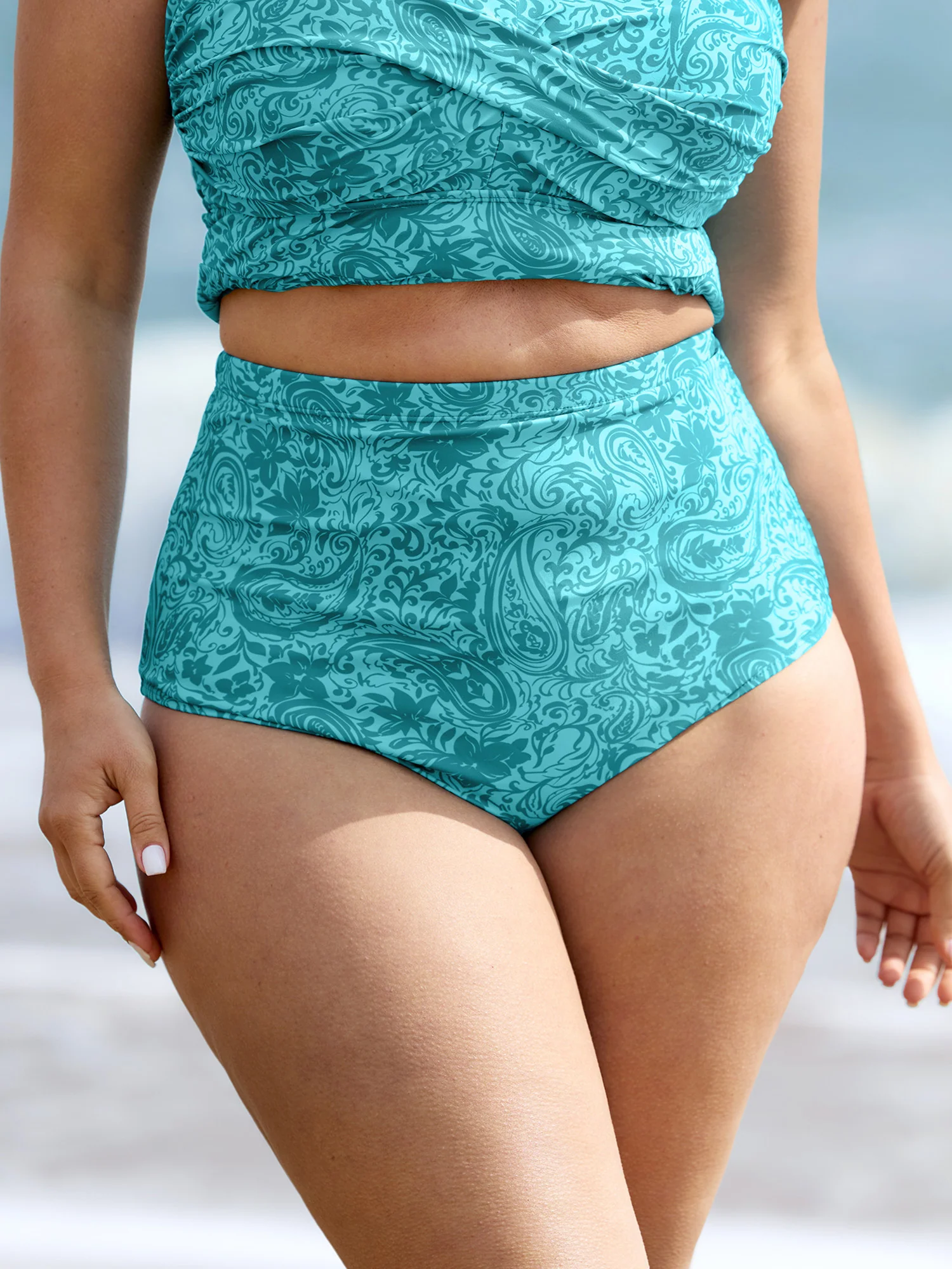 Paisley Print Twist Front Swim Dress - Image 4