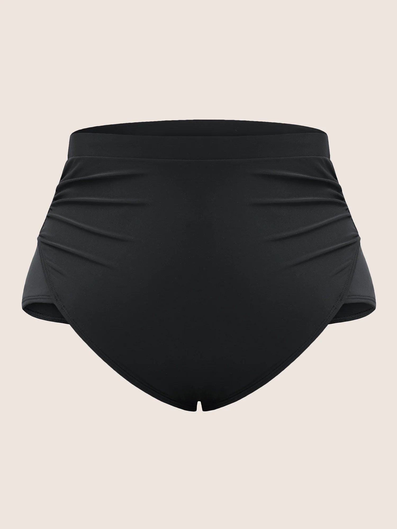 Plain Ruched High-Waisted Bikini Bottom - Image 7