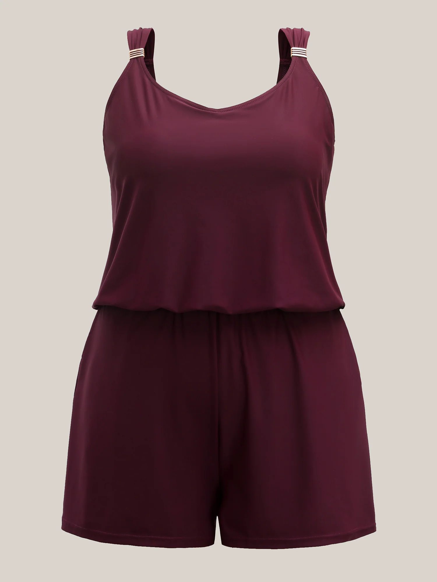 Plain Pockets Adjustable One-Piece Swimsuit - Image 7