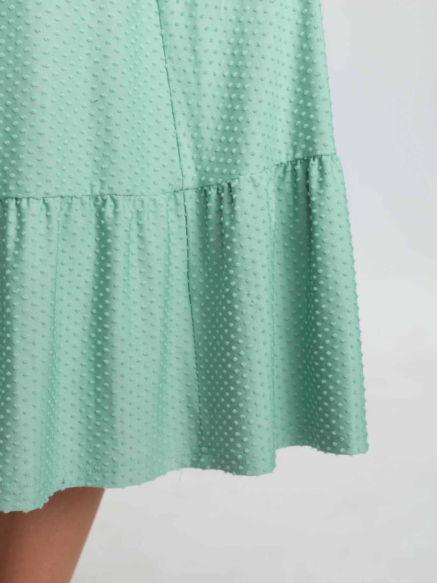 Polka Dots Knit Jacquard Stretchy Waist Midi Dress - Image 5