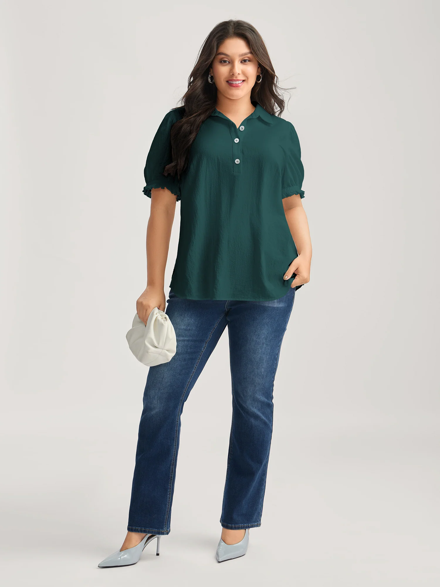 Pure Cotton Ruffled Puffy Sleeve Blouse - Image 3