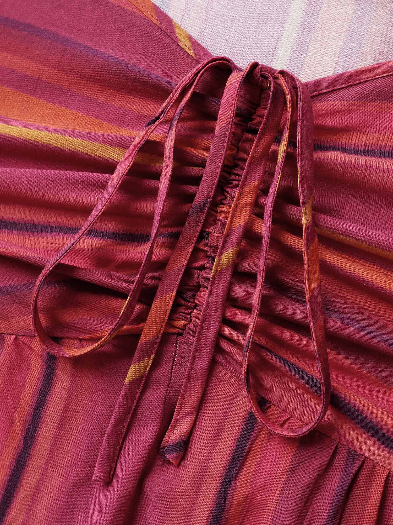 Rayon Stripe Print Stretchy Hem Cami Jumpsuit - Image 6