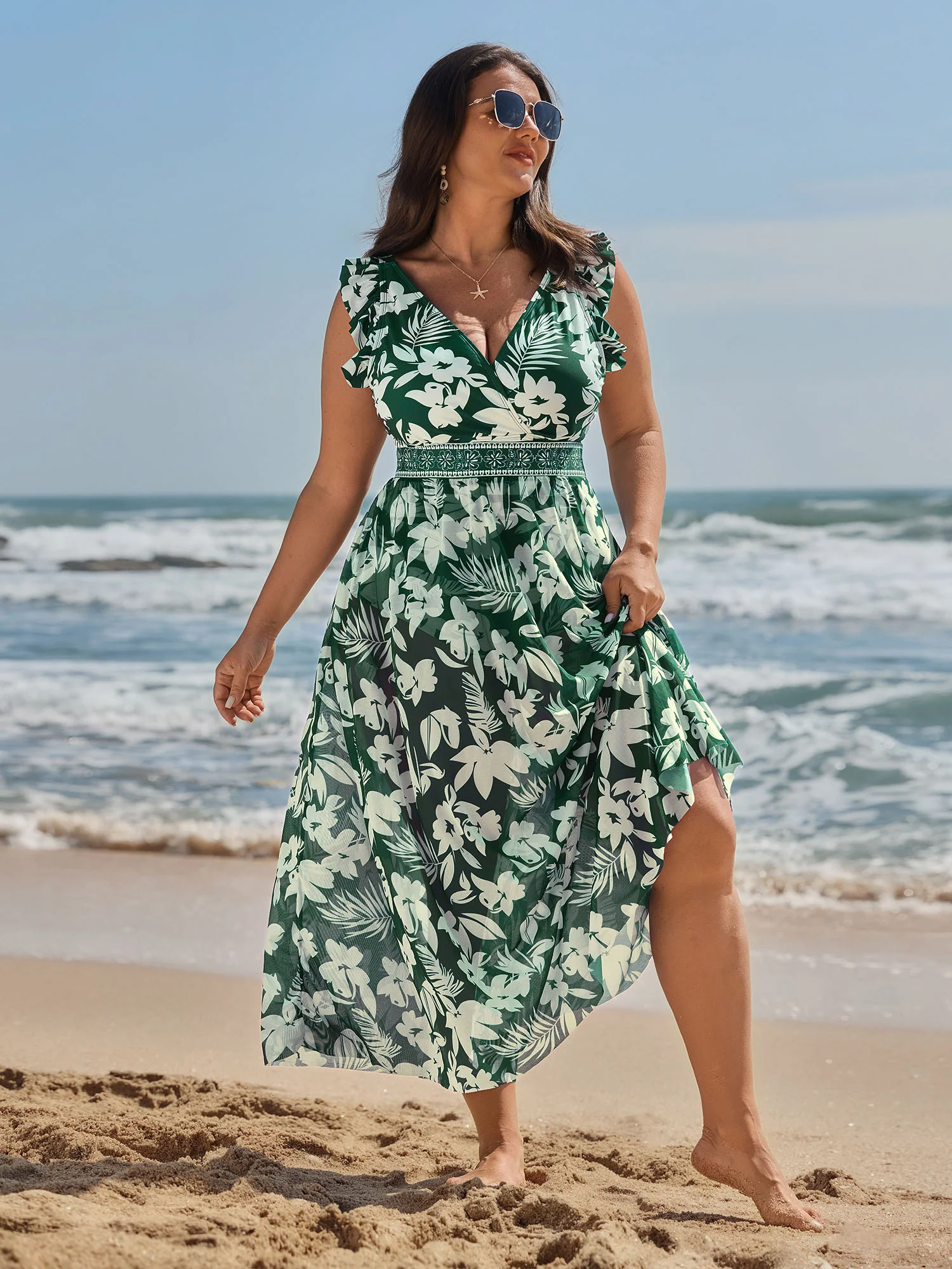 Sarong Set Tropical Print One-Piece Swim - Image 13