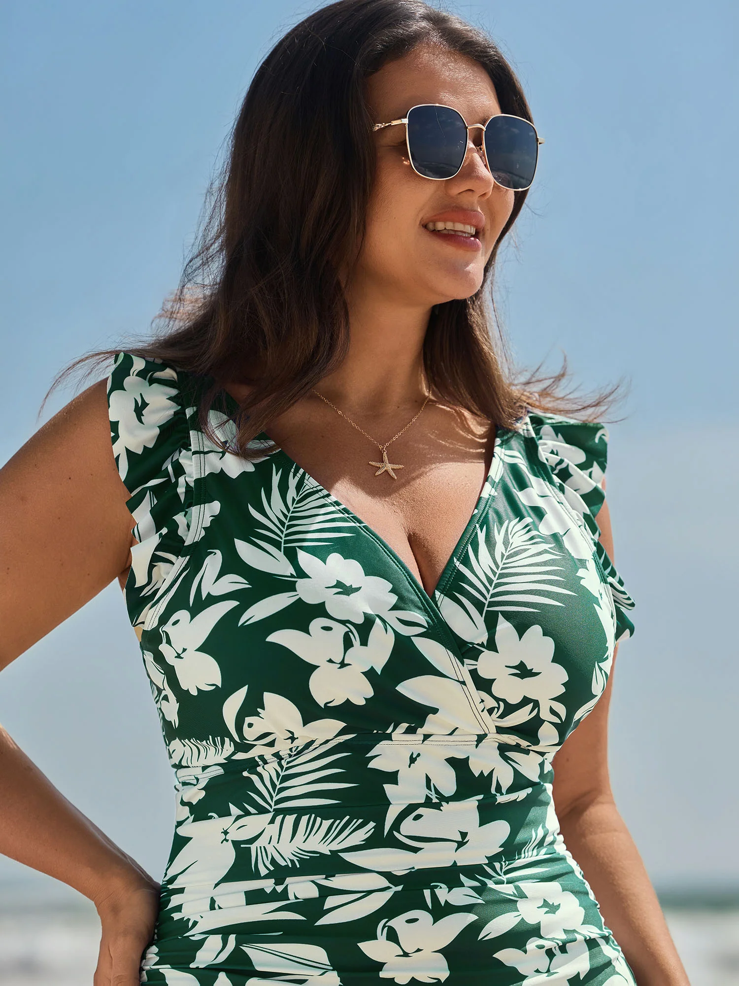 Sarong Set Tropical Print One-Piece Swim - Image 15