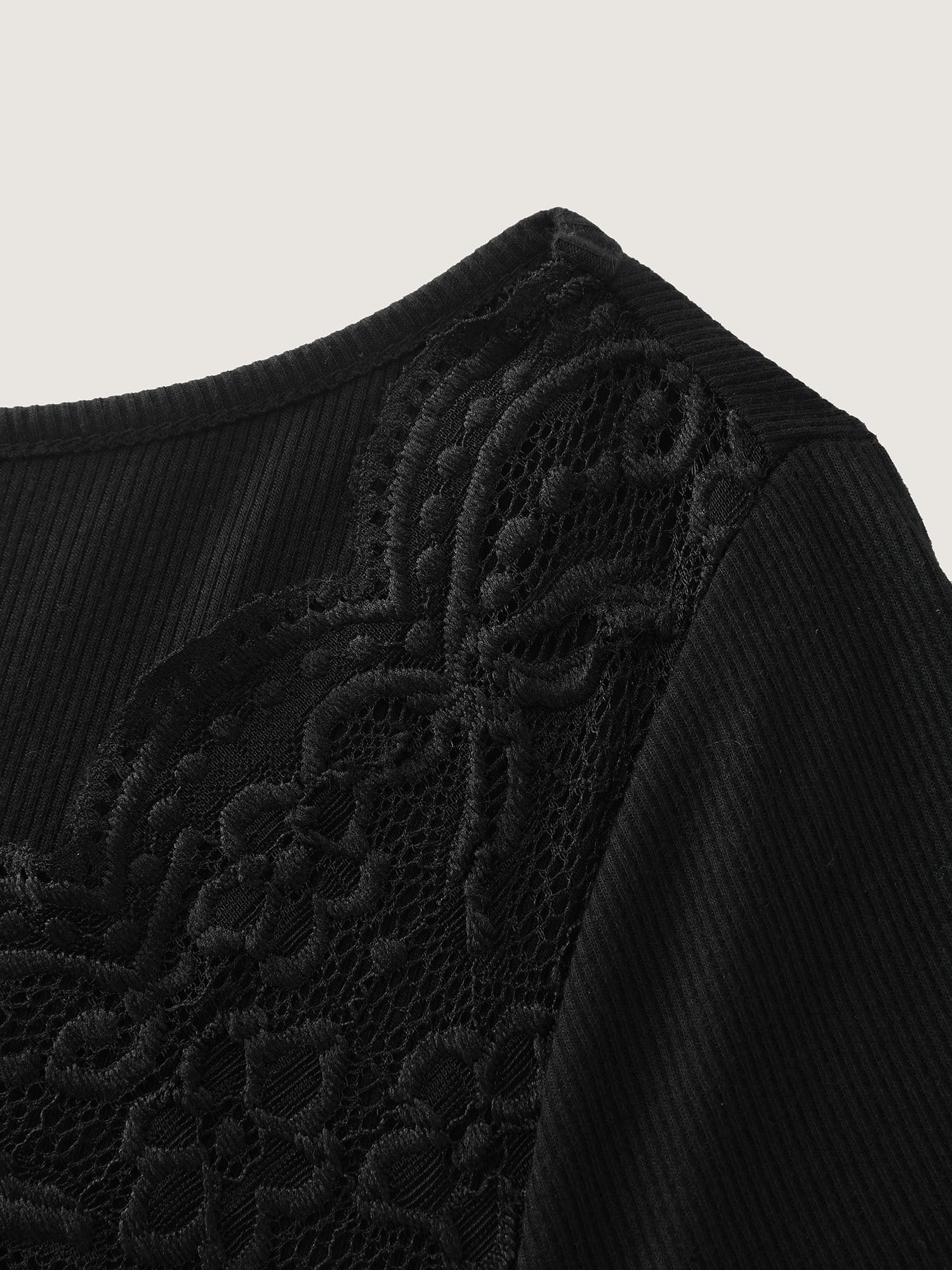 Sheer Lace V-Neckline T-Shirt - Image 7