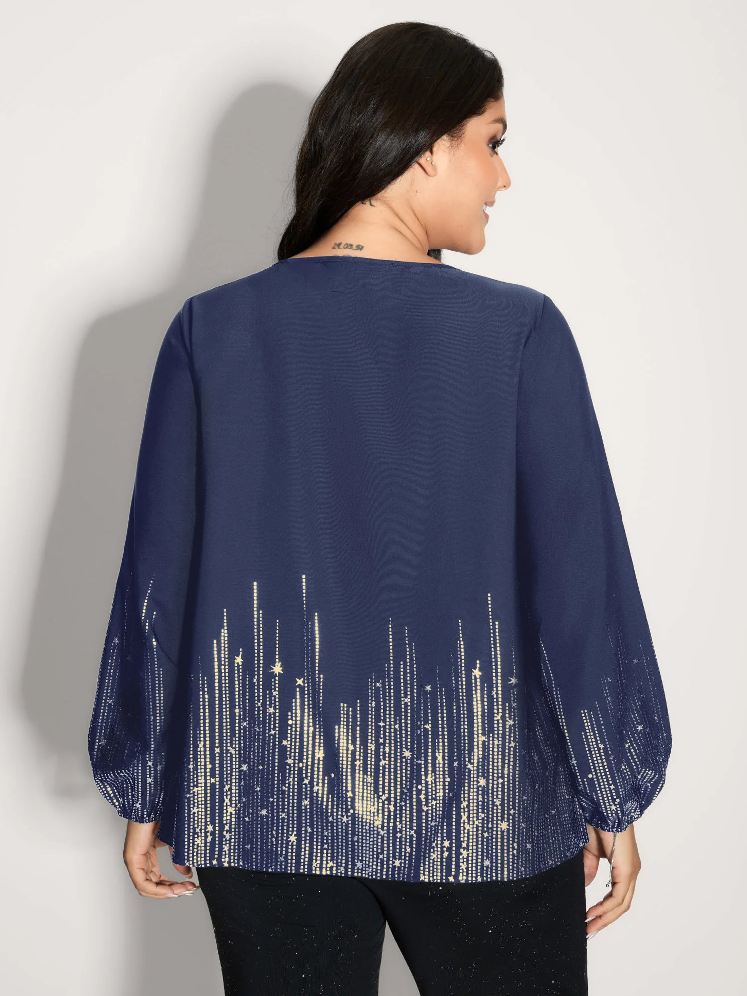 Shimmery Cut-Out Neck Blouse - Image 4