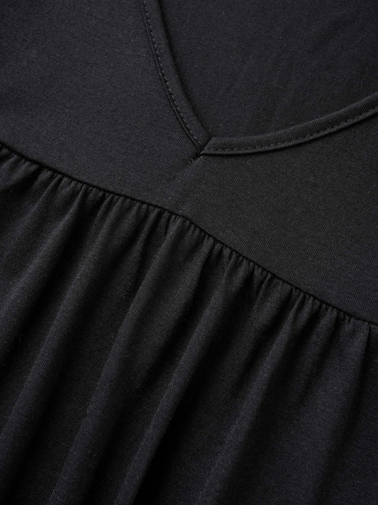 Solid Gathered Ruffle Trim Flounce Sleeve T-shirt - Image 15
