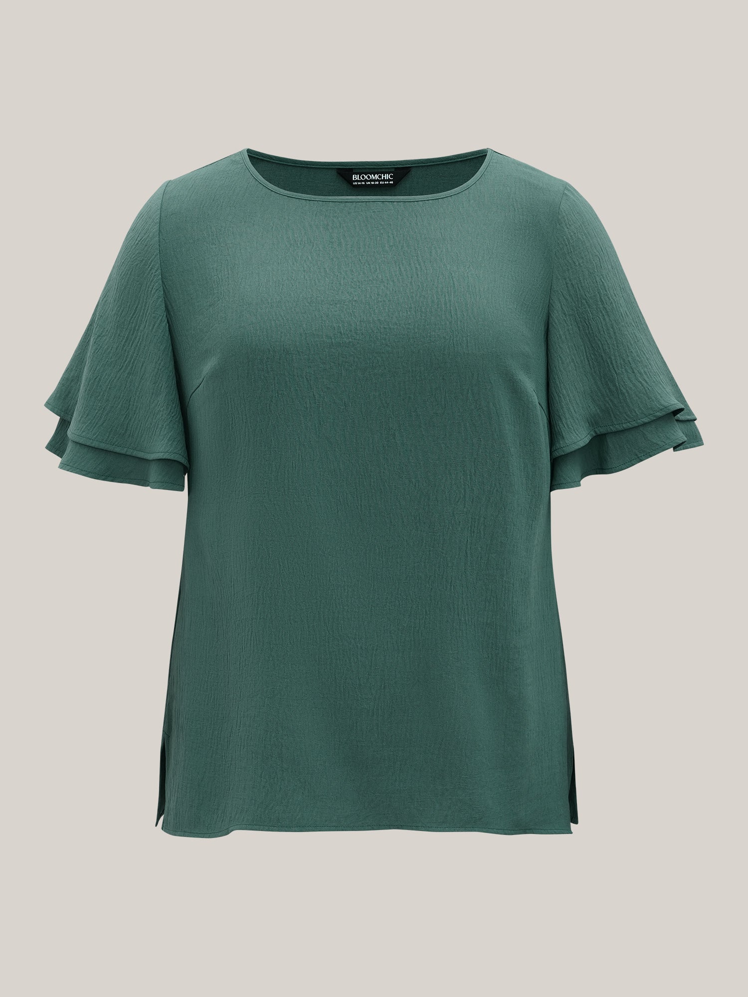 Solid Tiered Ruffles Split Hem Blouse - Image 11