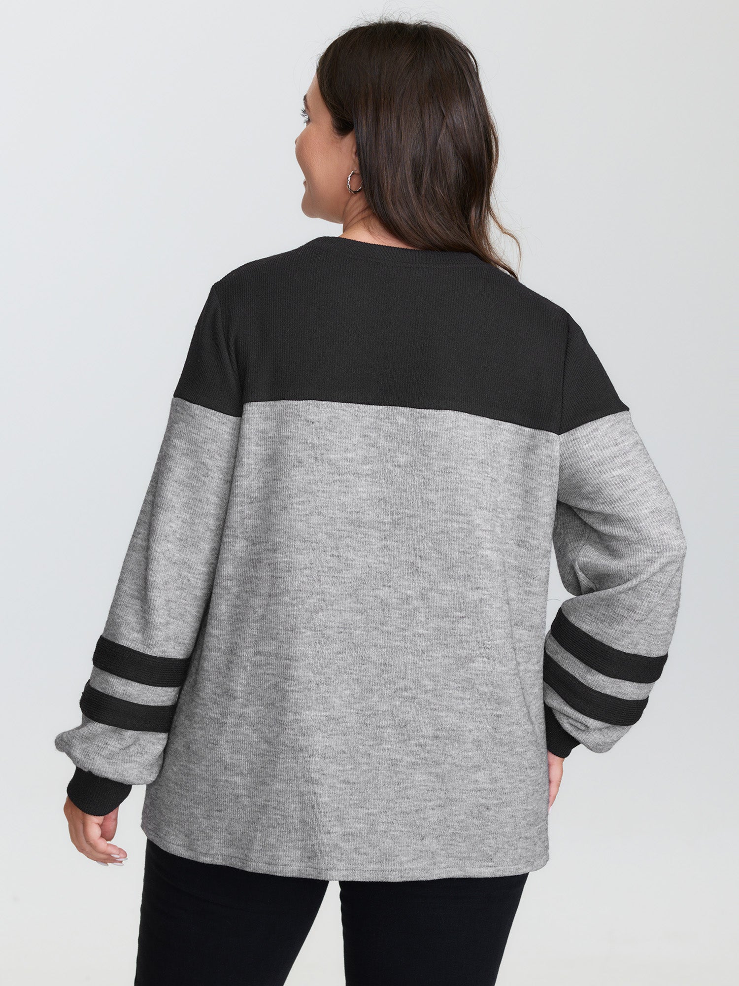 Stretchy Colorblock Striped Sweatshirt - Image 5