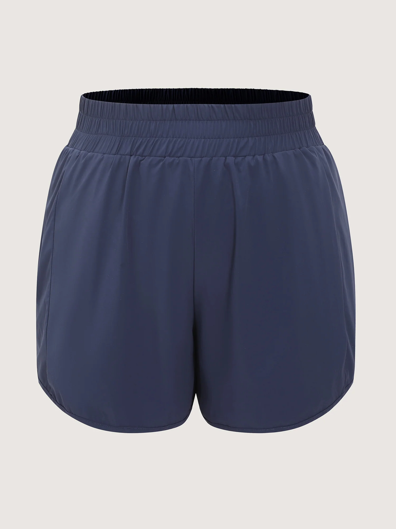 Stretchy Curvy Hem Shirred Waistband Shorts - Image 9