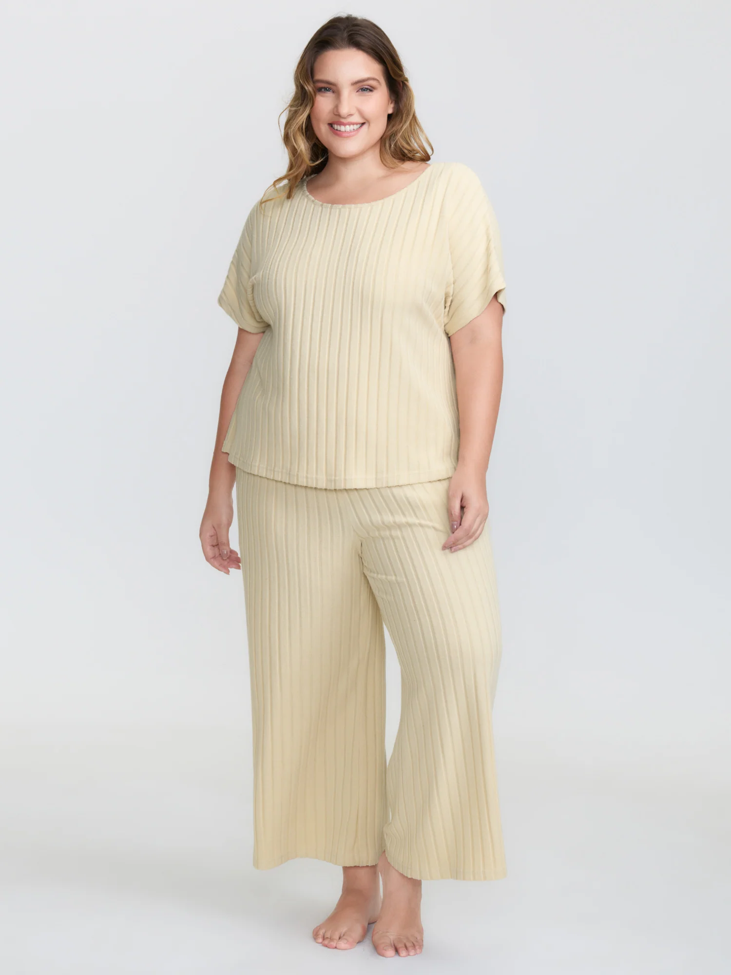 Stretchy Pit Strip Solid Loungewear Set - Image 28