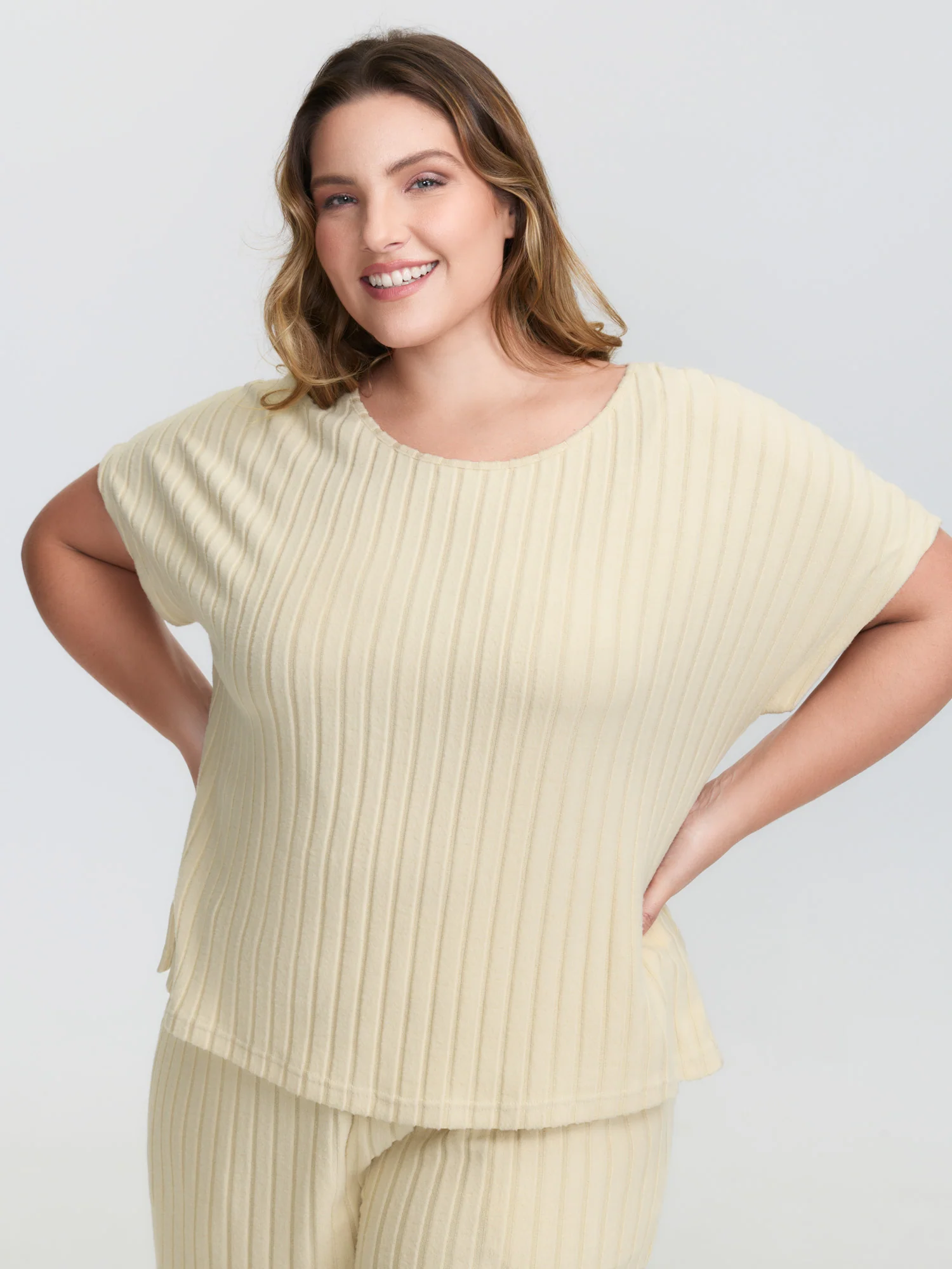 Stretchy Pit Strip Solid Loungewear Set - Image 29