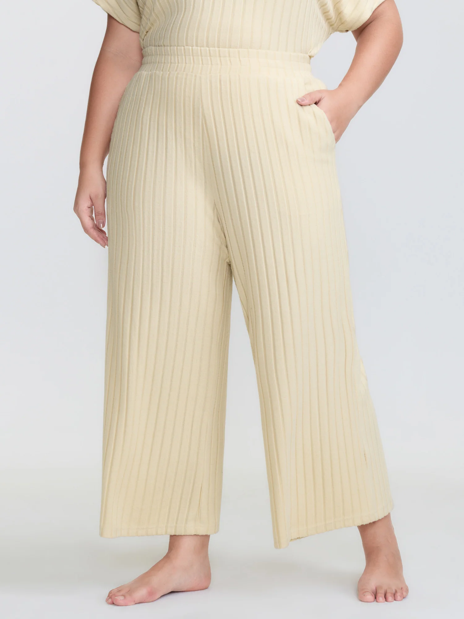 Stretchy Pit Strip Solid Loungewear Set - Image 30