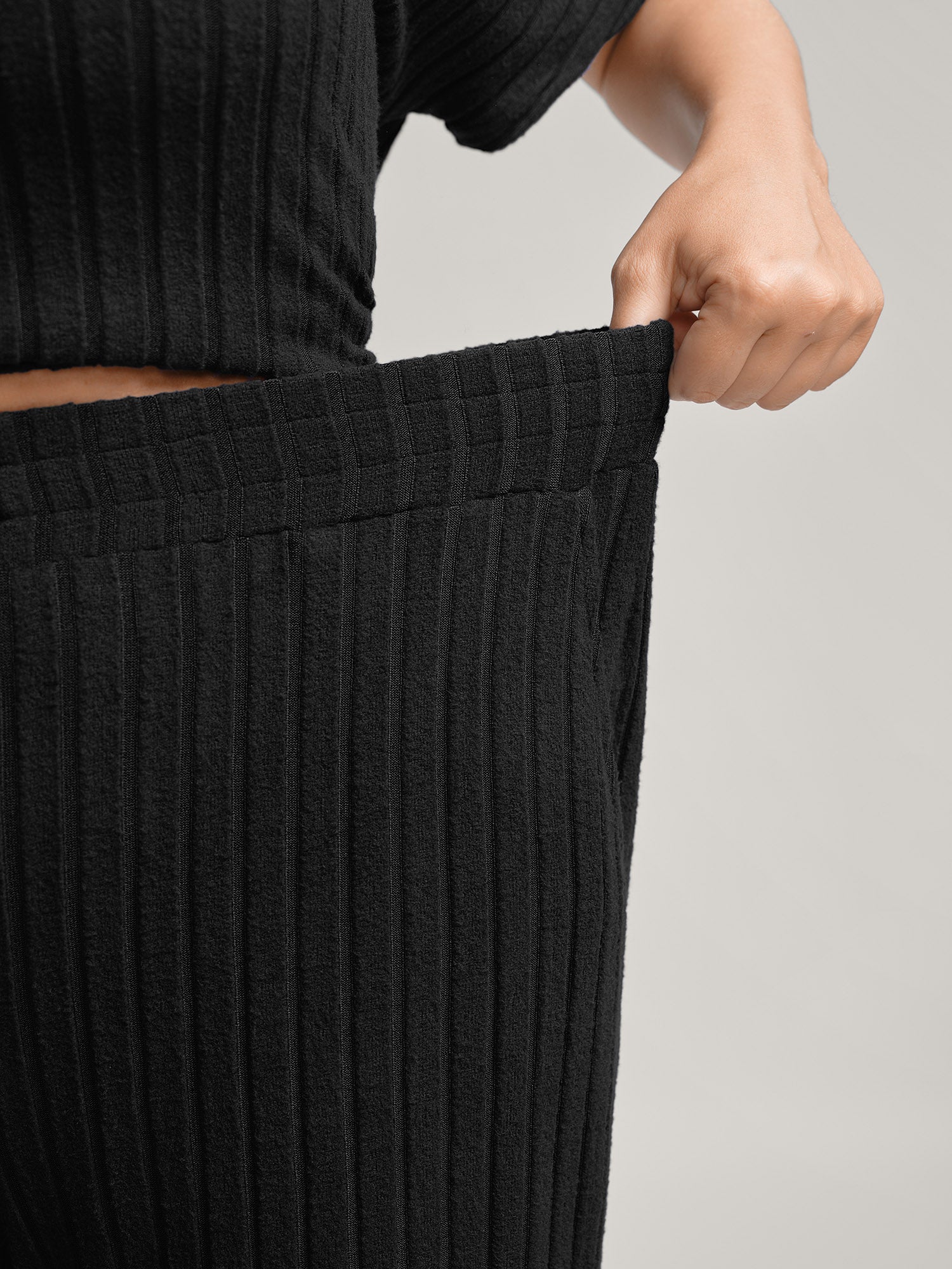 Stretchy Pit Strip Solid Loungewear Set - Image 38