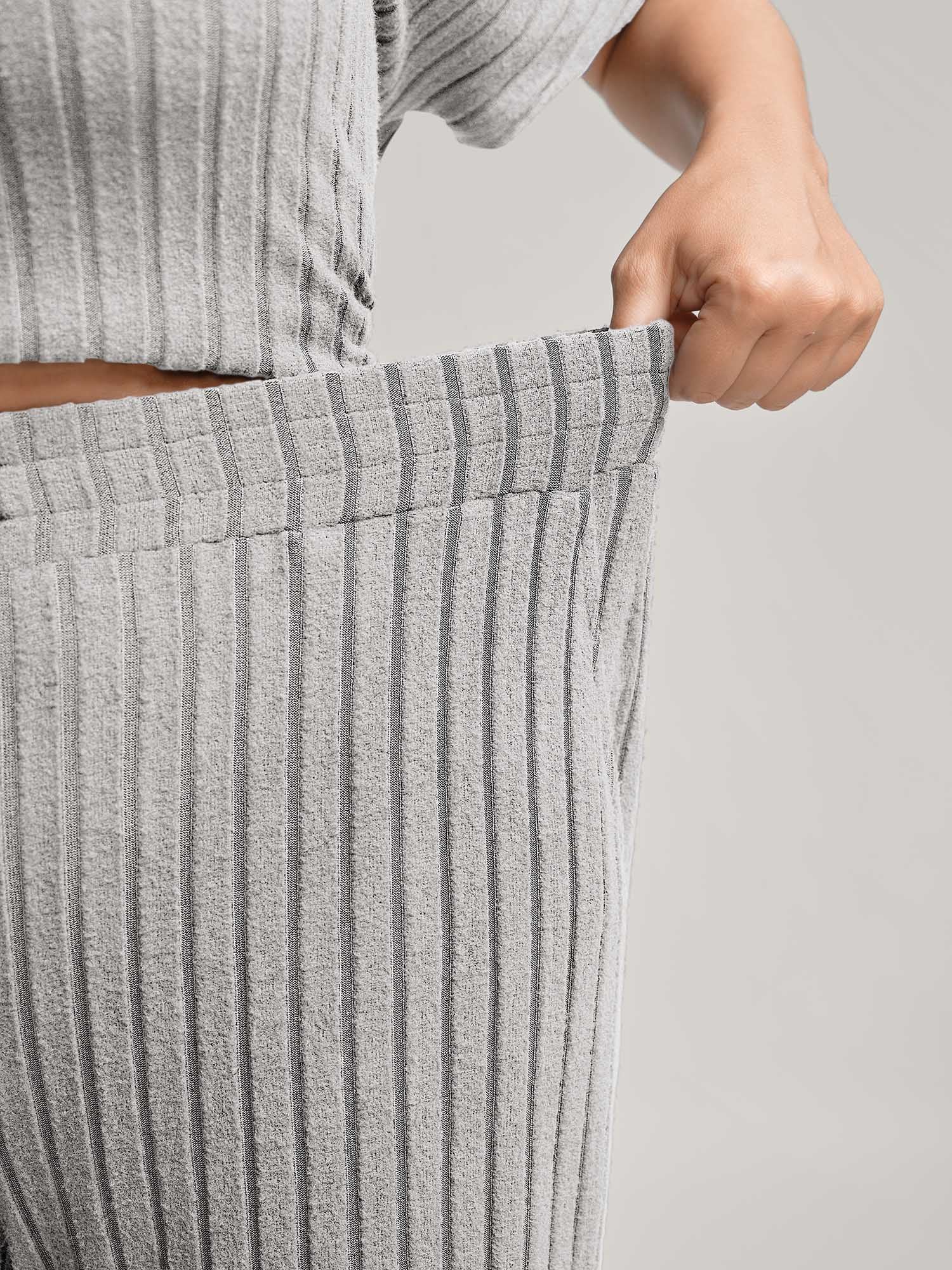 Stretchy Pit Strip Solid Loungewear Set - Image 45