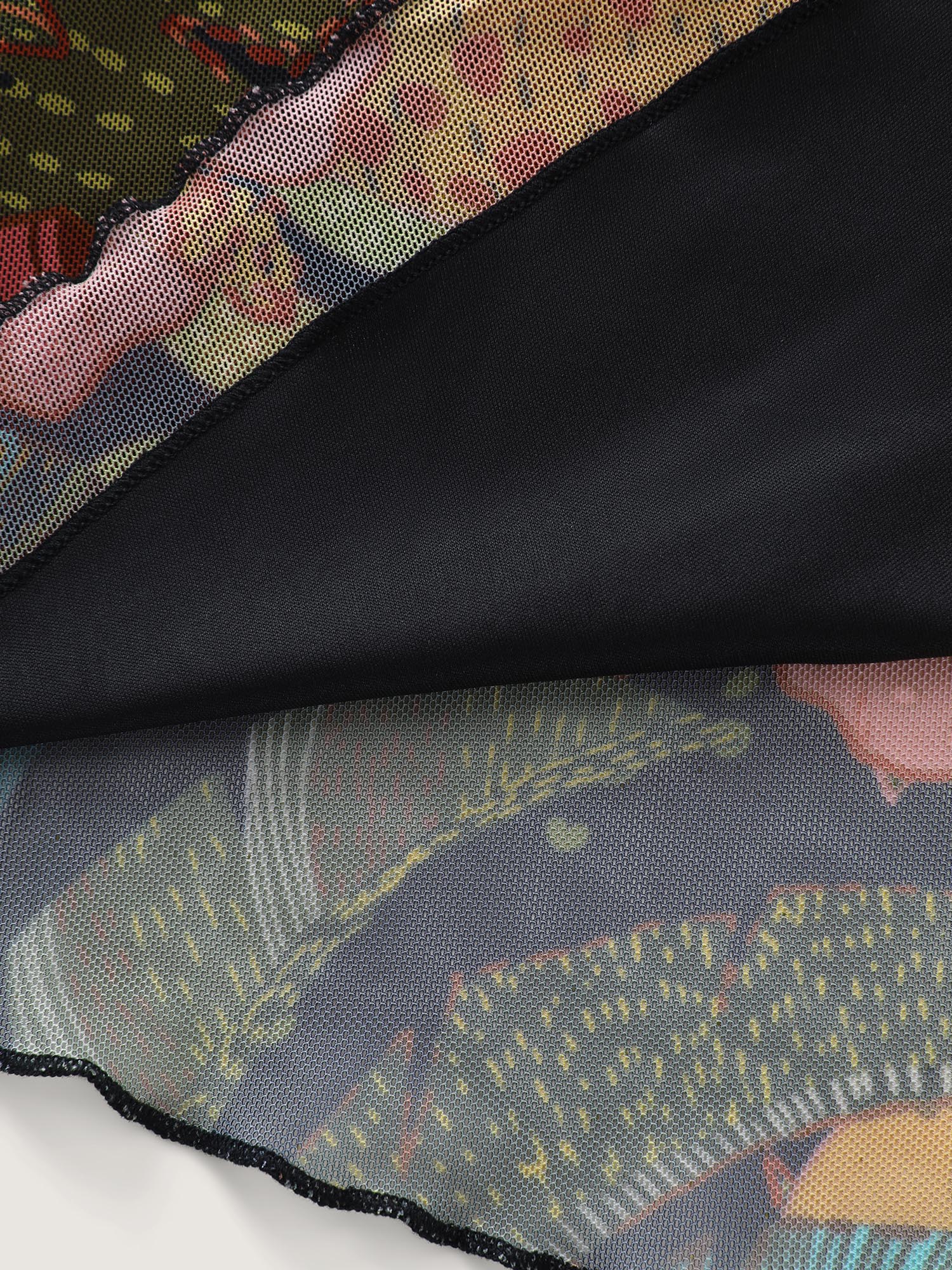Stretchy Tropical Print Neck-Tie Jersey Top - Image 7