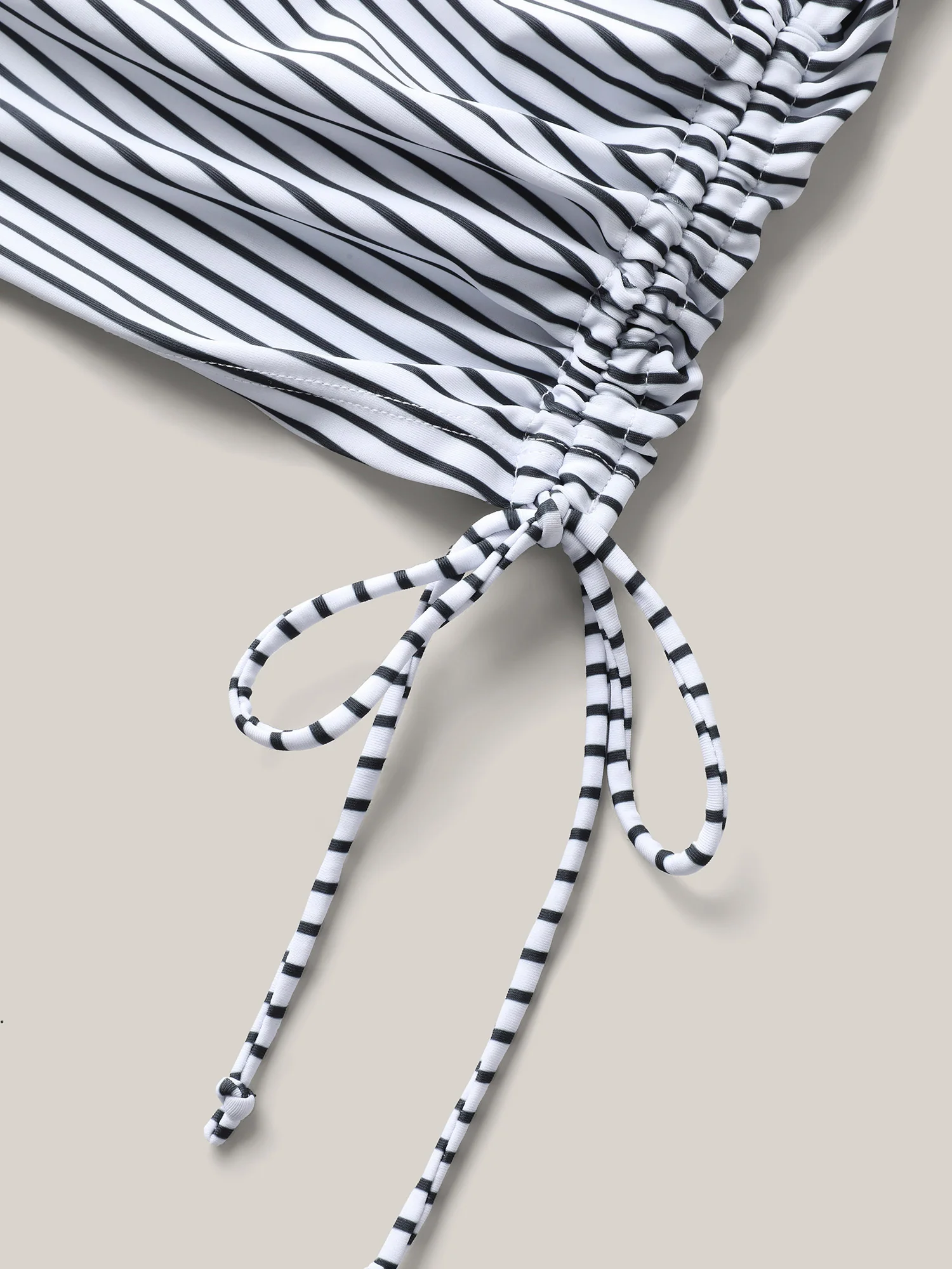 Striped Non-Removable Cups Swim Top - Image 13
