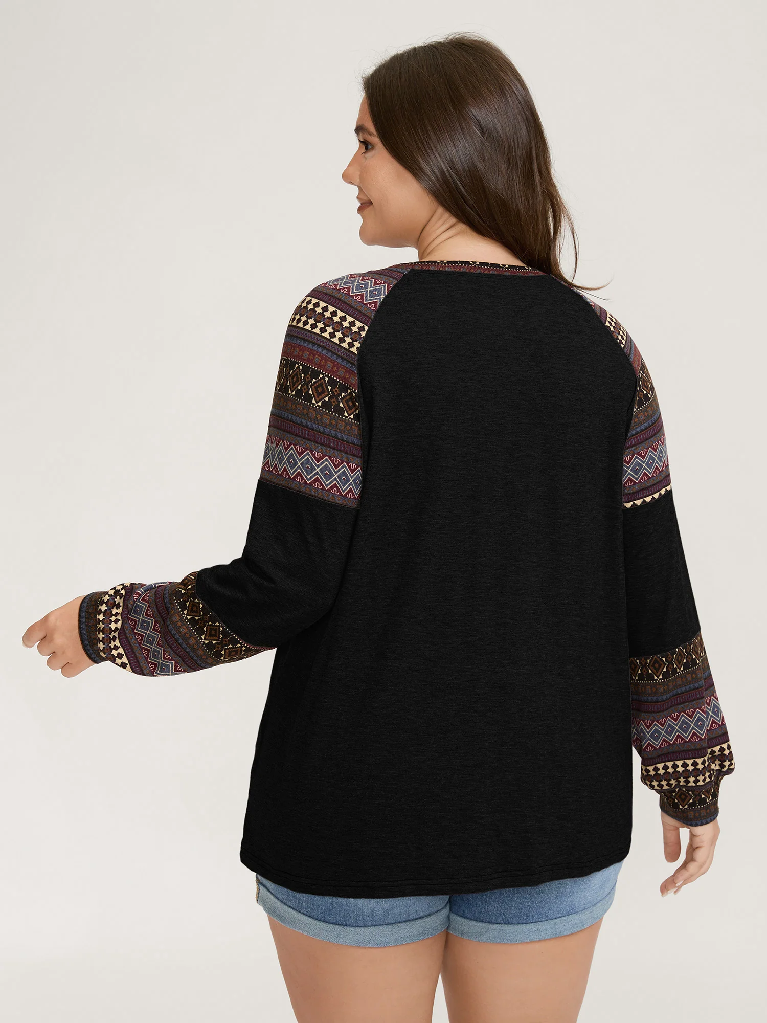Supersoft Boho Stripes Spliced T-Shirt - Image 11