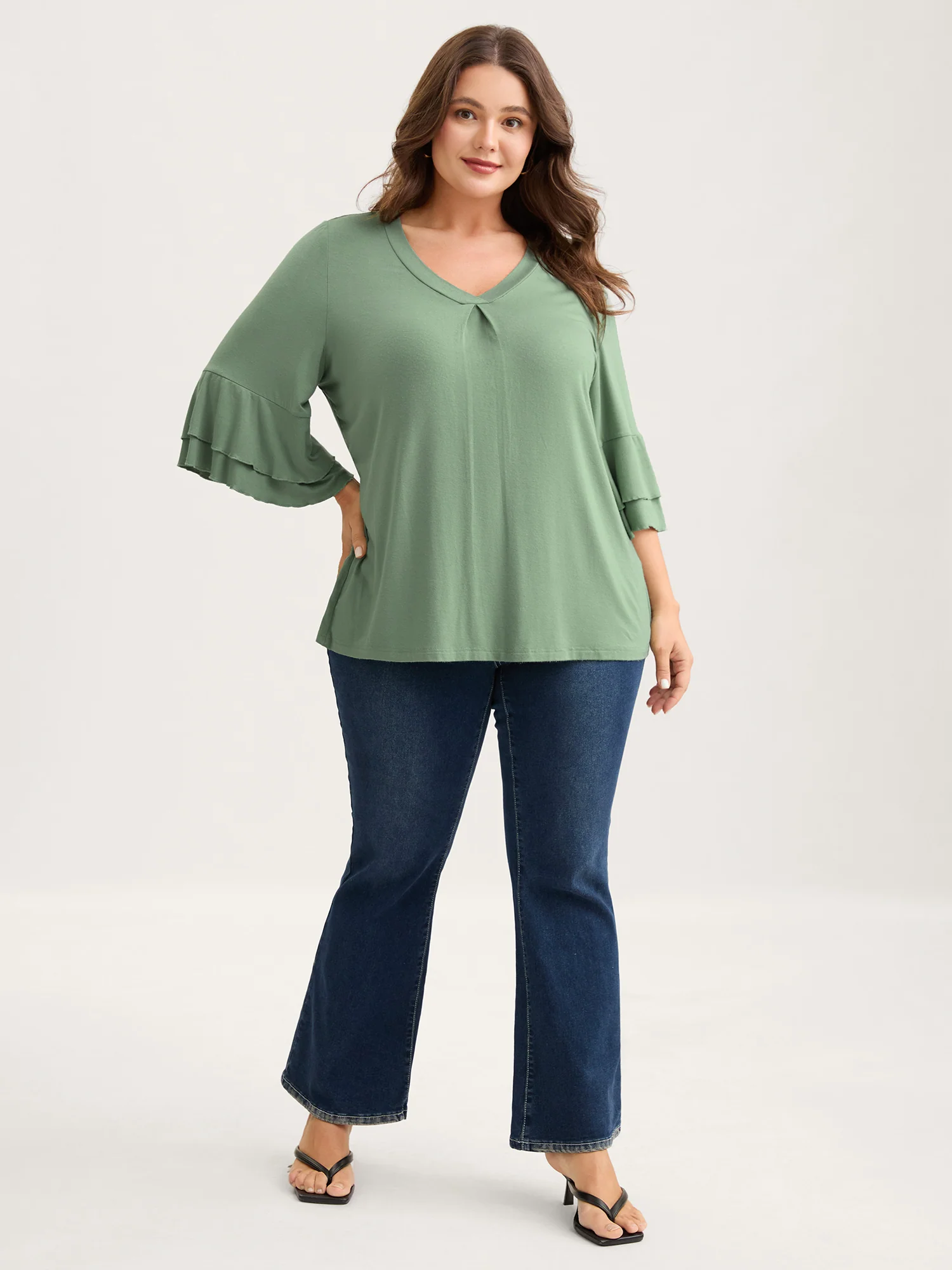 Supersoft Essentials Ruffle Layered Sleeve Pleated T-shirt - Image 7