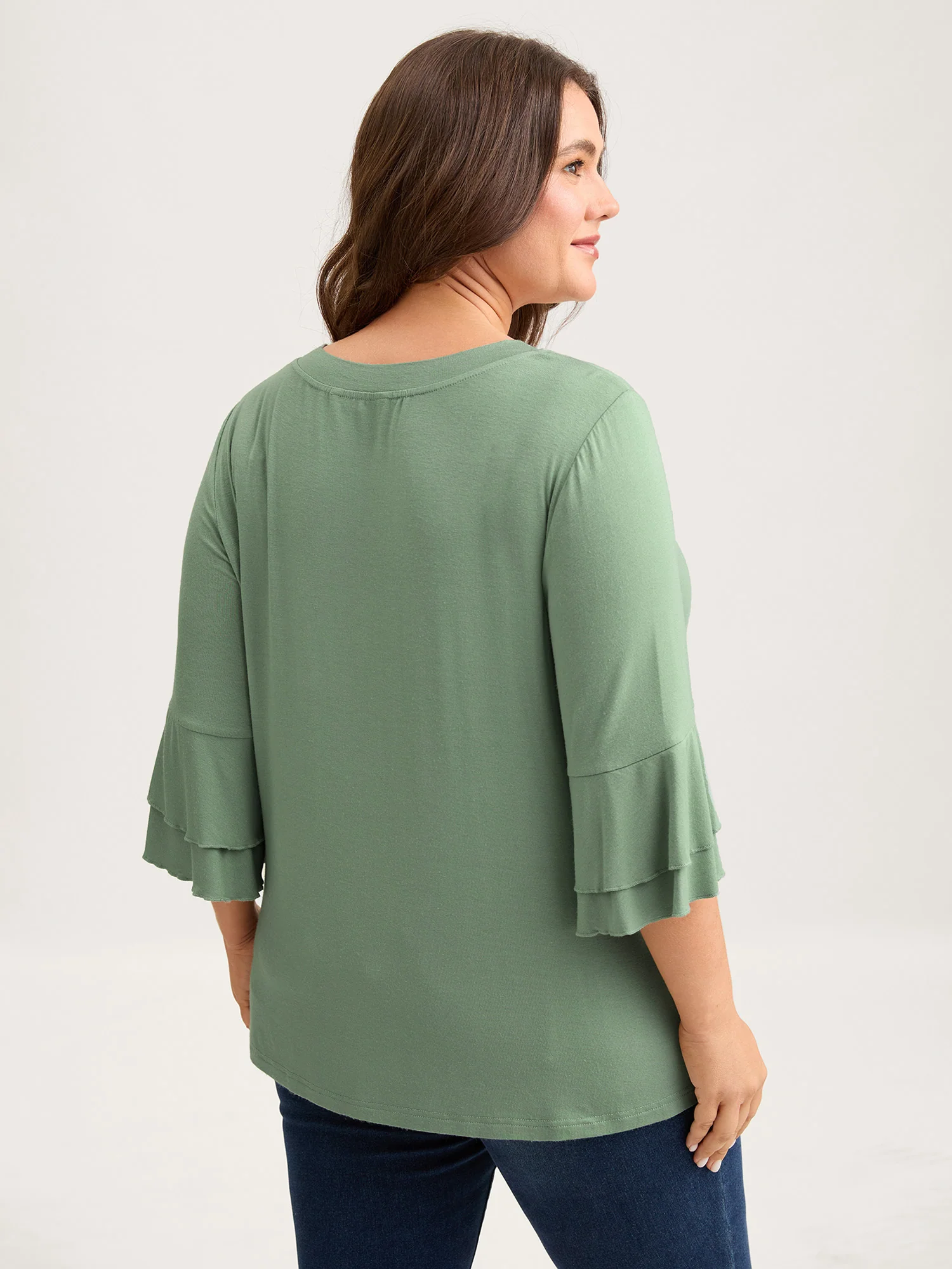 Supersoft Essentials Ruffle Layered Sleeve Pleated T-shirt - Image 8