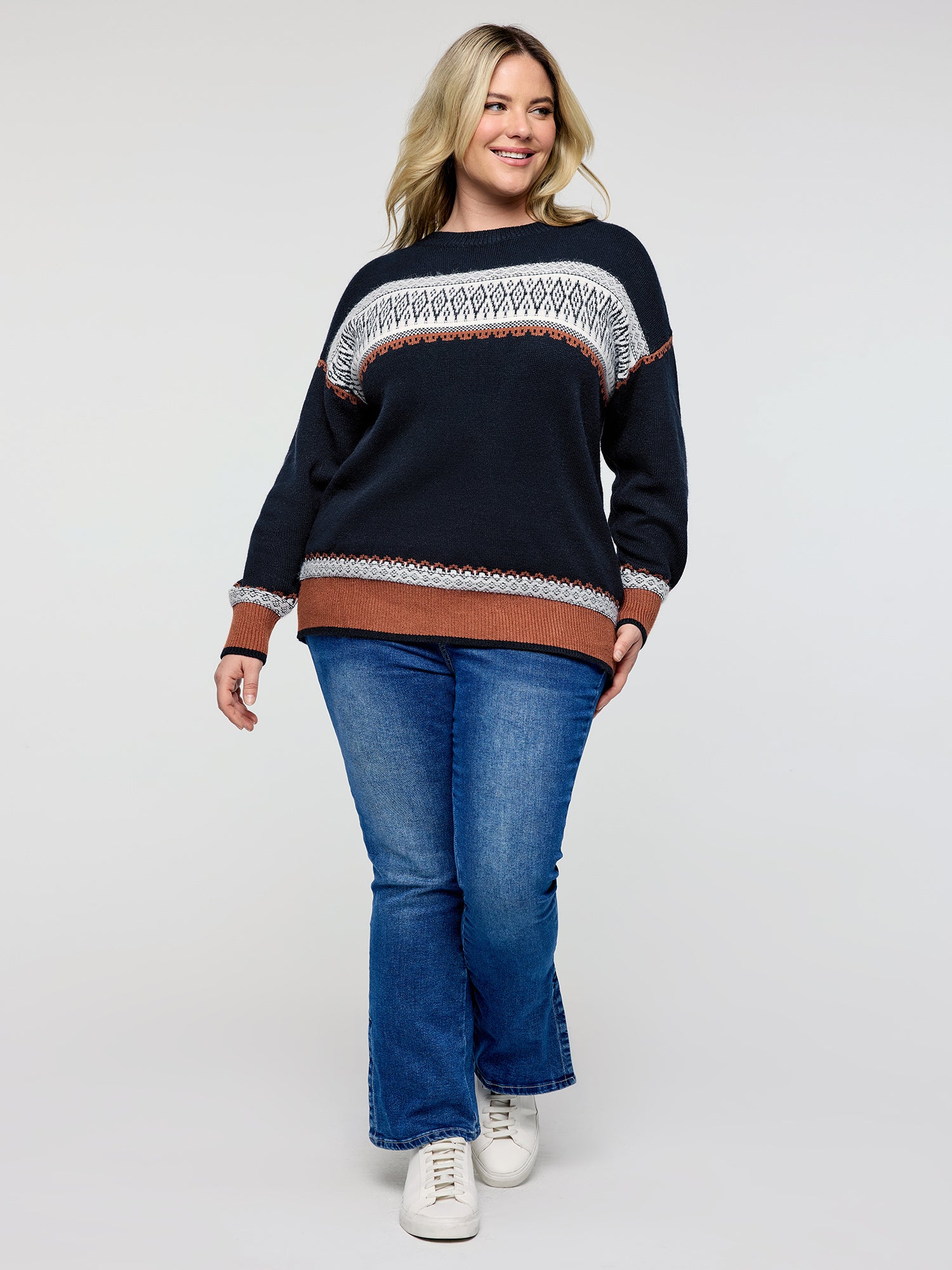 Supersoft Super Stretchy Geometric Stripe Pullover - Image 3