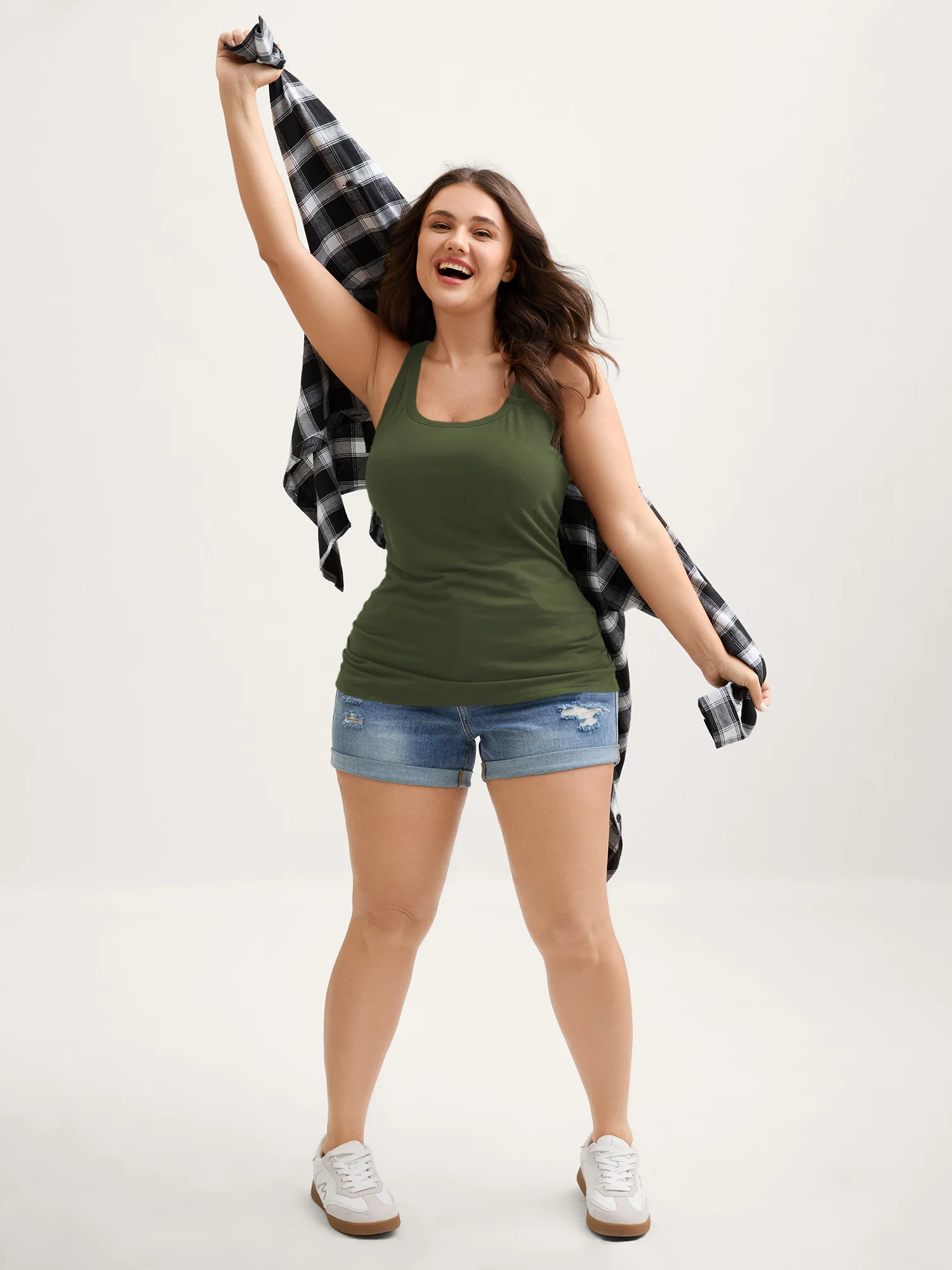 Supportive Bra Pleated Fitted Tank Top - Image 21