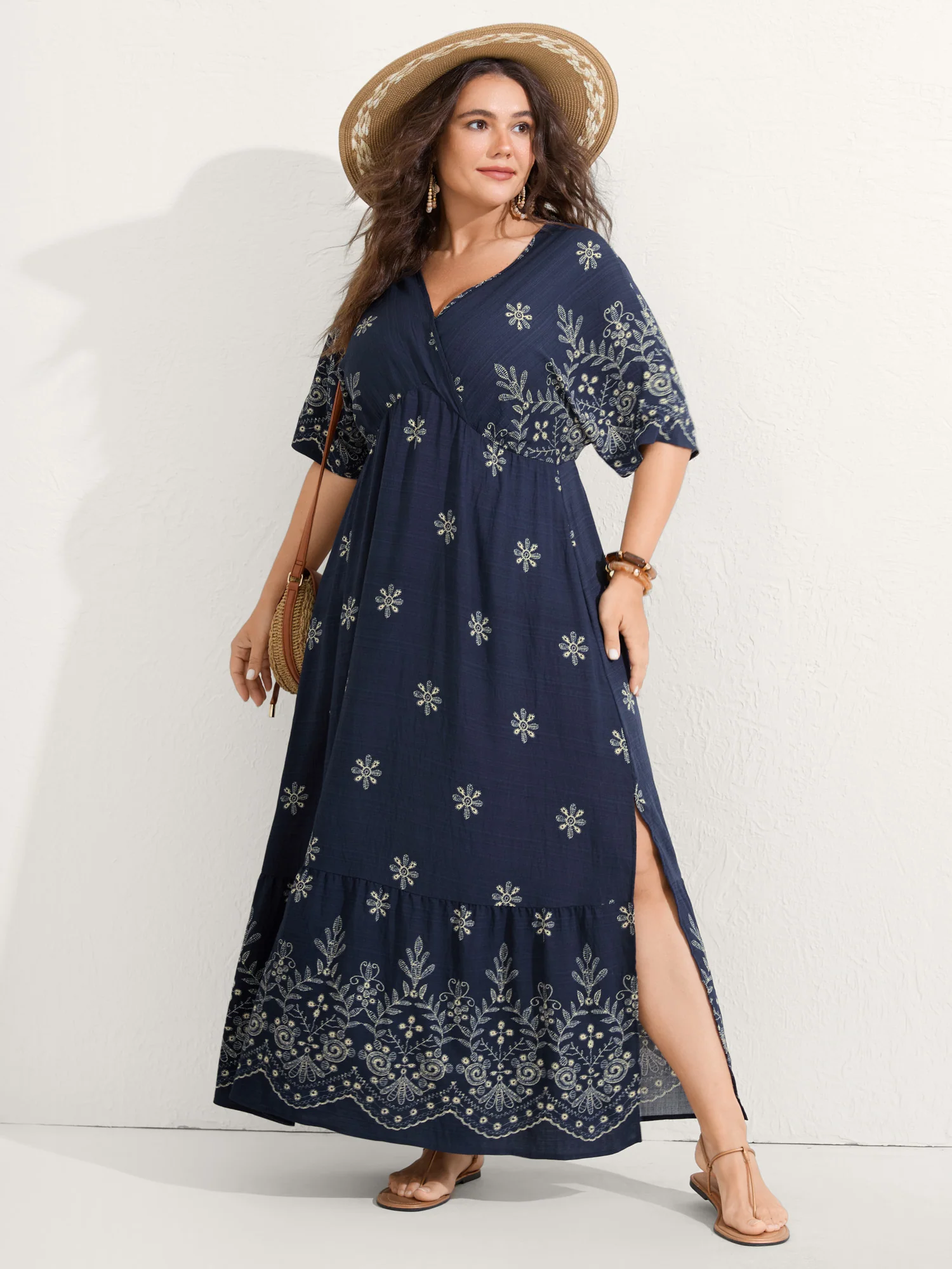 Surplice Neck Split Side Pockets Maxi Dress - Image 11