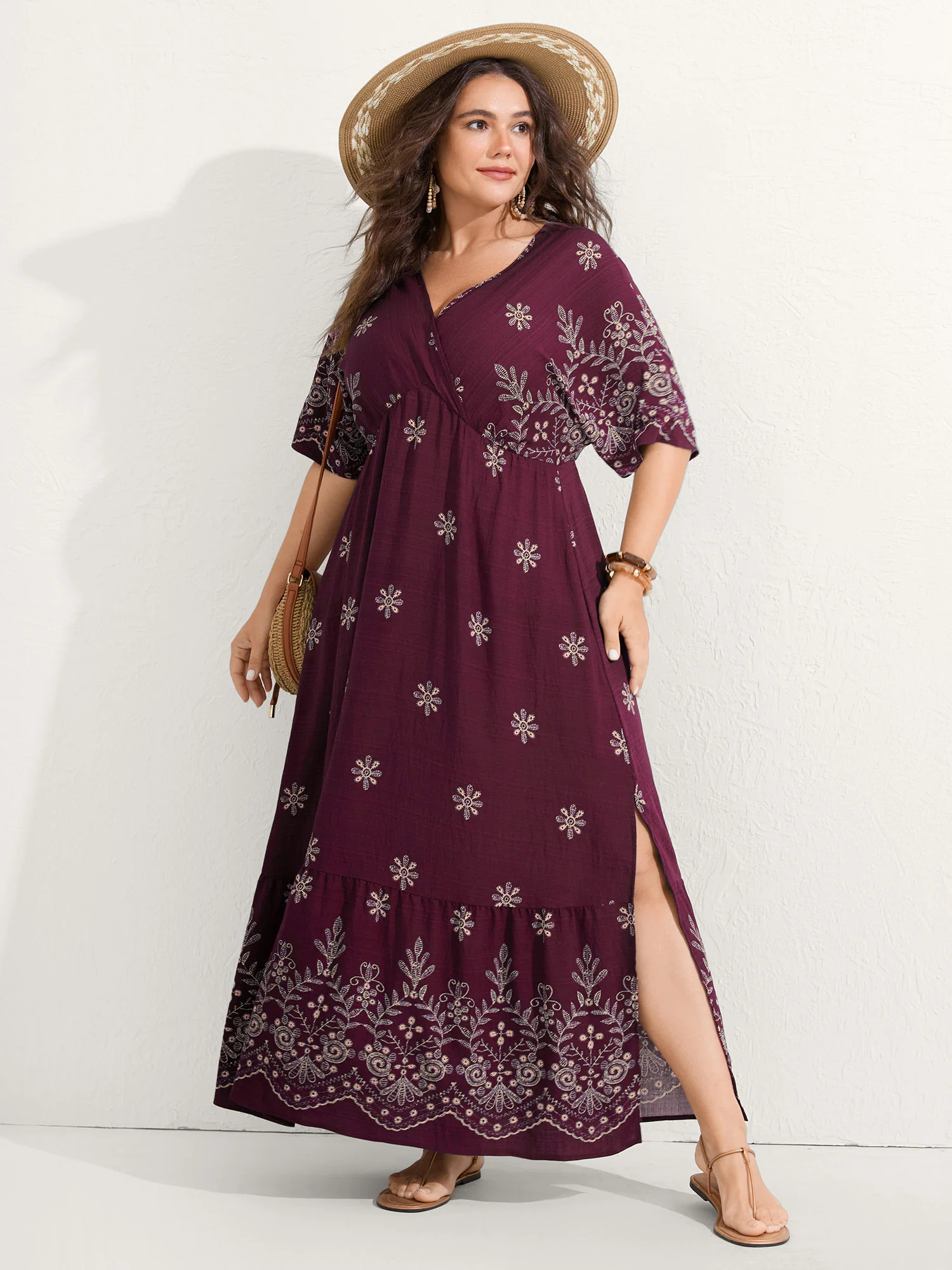 Surplice Neck Split Side Pockets Maxi Dress - Image 7