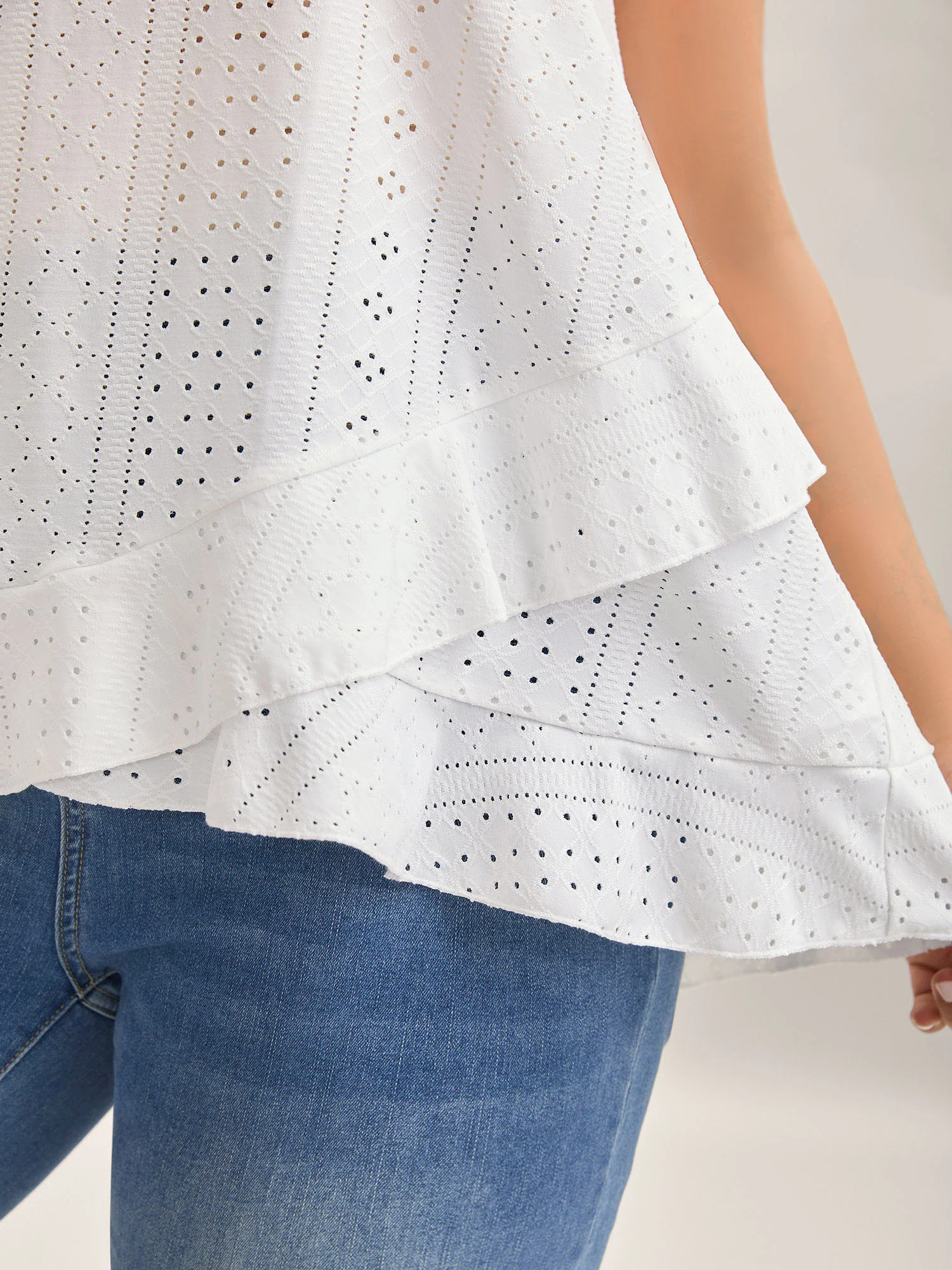Textured Knit Overlap Hem Tank Top - Image 6