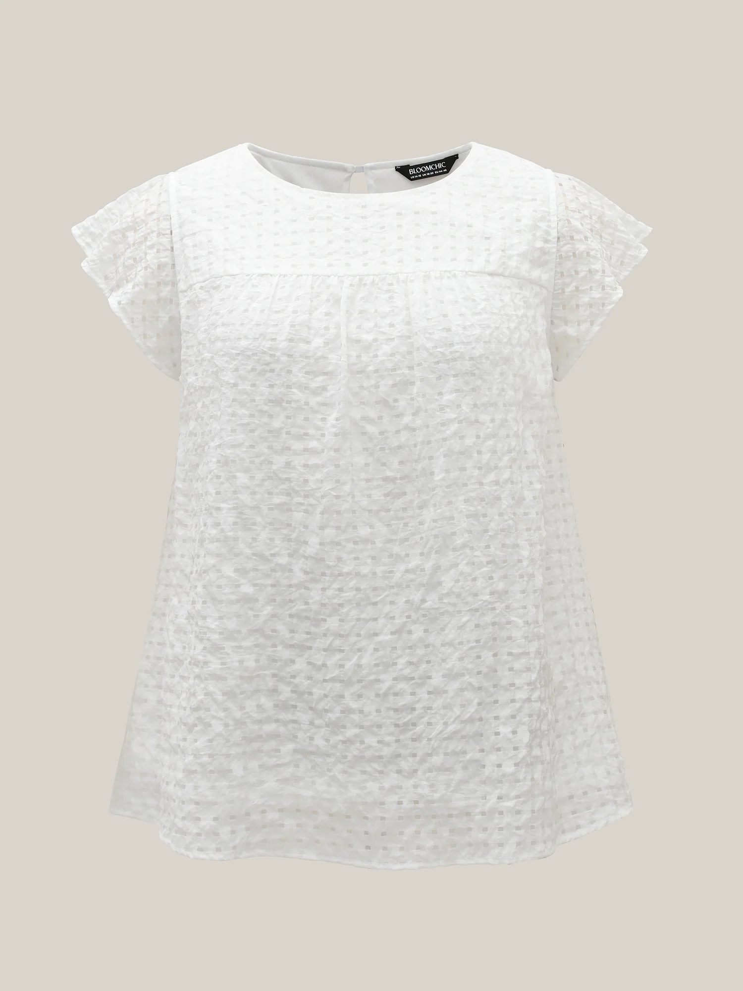 Textured Sheer Lined Flutter Sleeve Blouse - Image 11