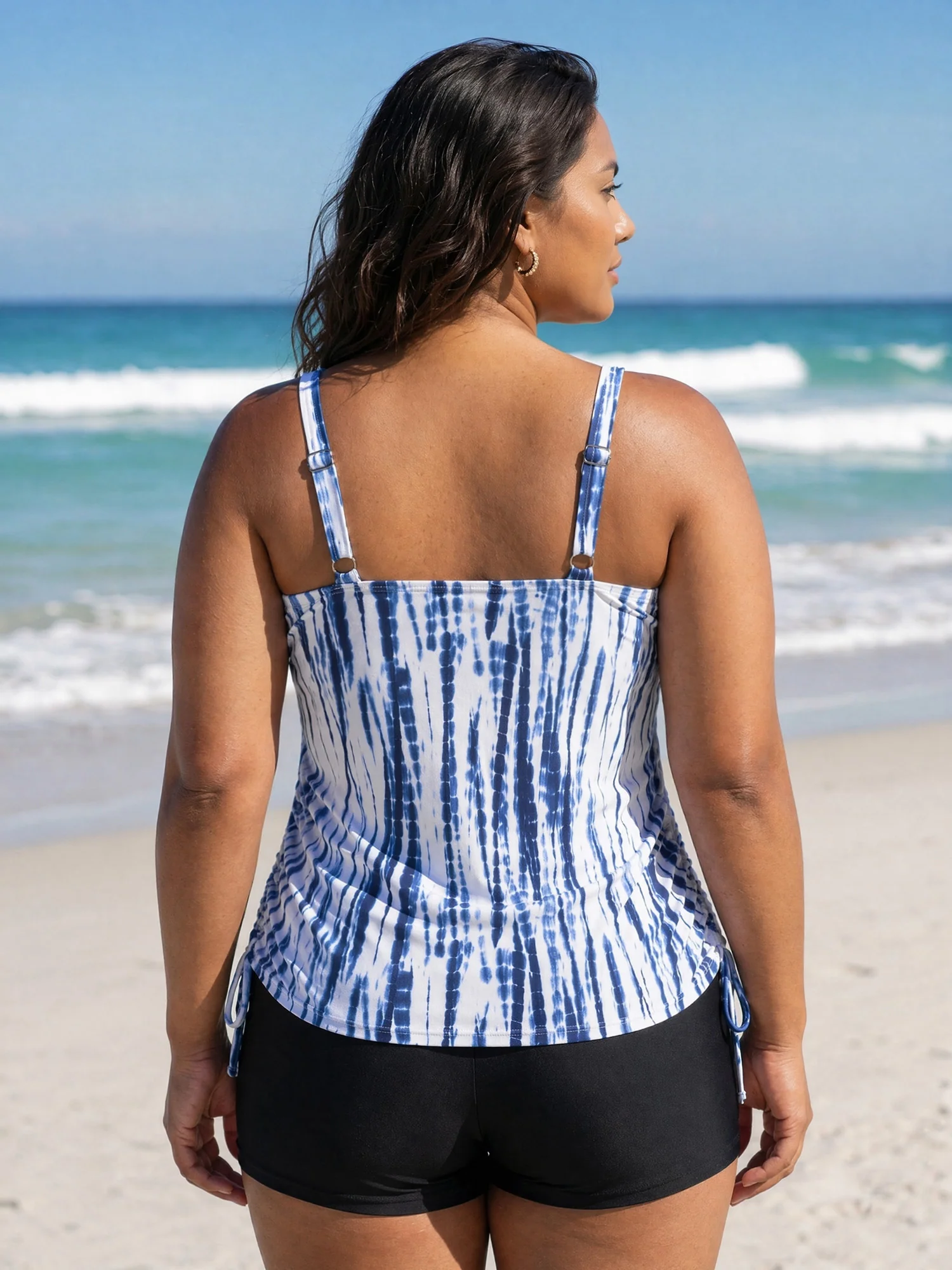 Tie-Dye Effect Scoop Neckline Swim Top - Image 3