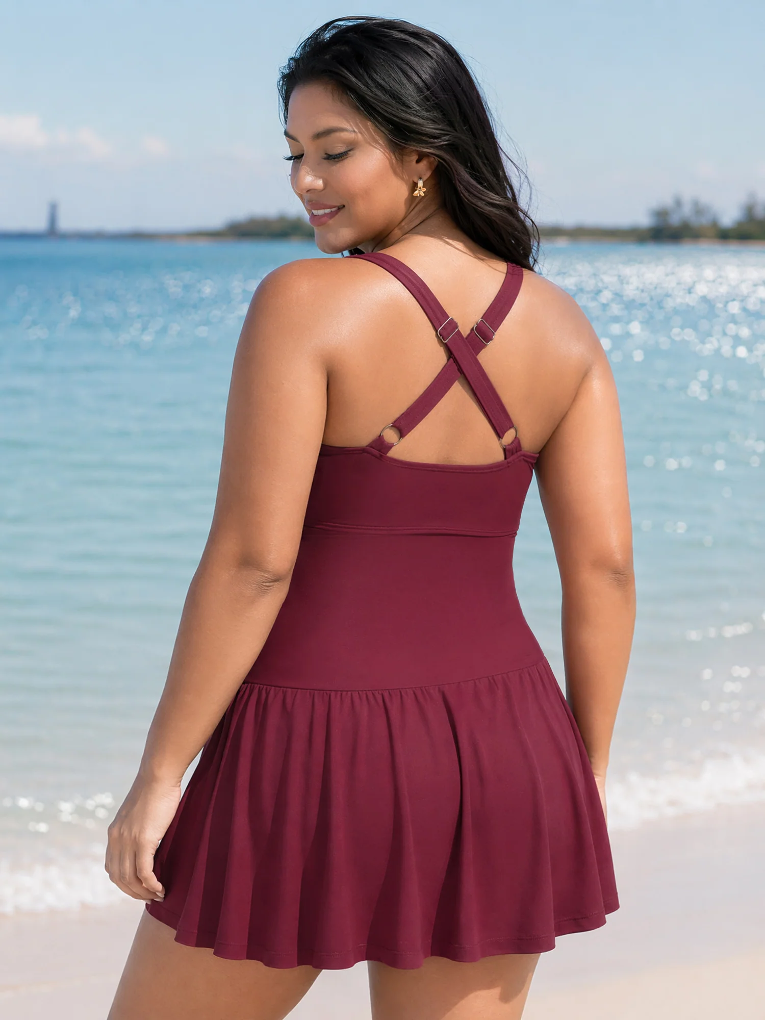 Twist-Front Fit And Flare Swim Dress - Image 5