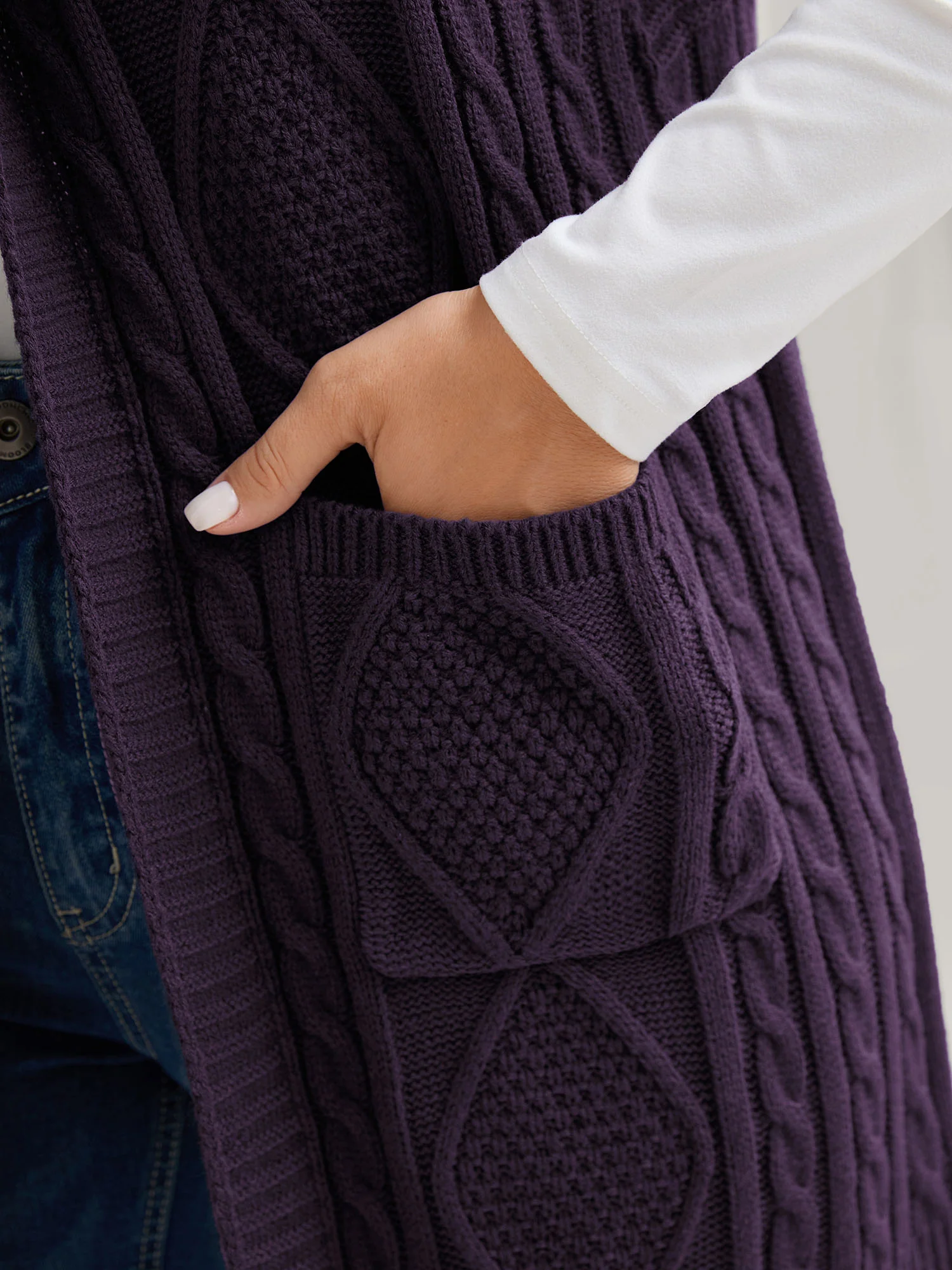 Twisted Hooded Sleeveless Knit Cardigan - Image 12