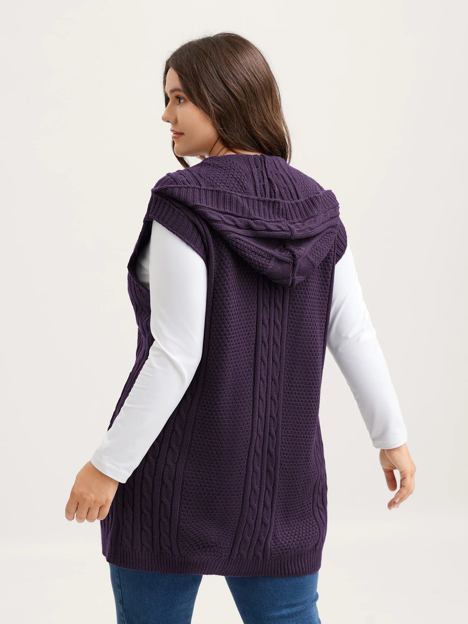 Twisted Hooded Sleeveless Knit Cardigan - Image 14
