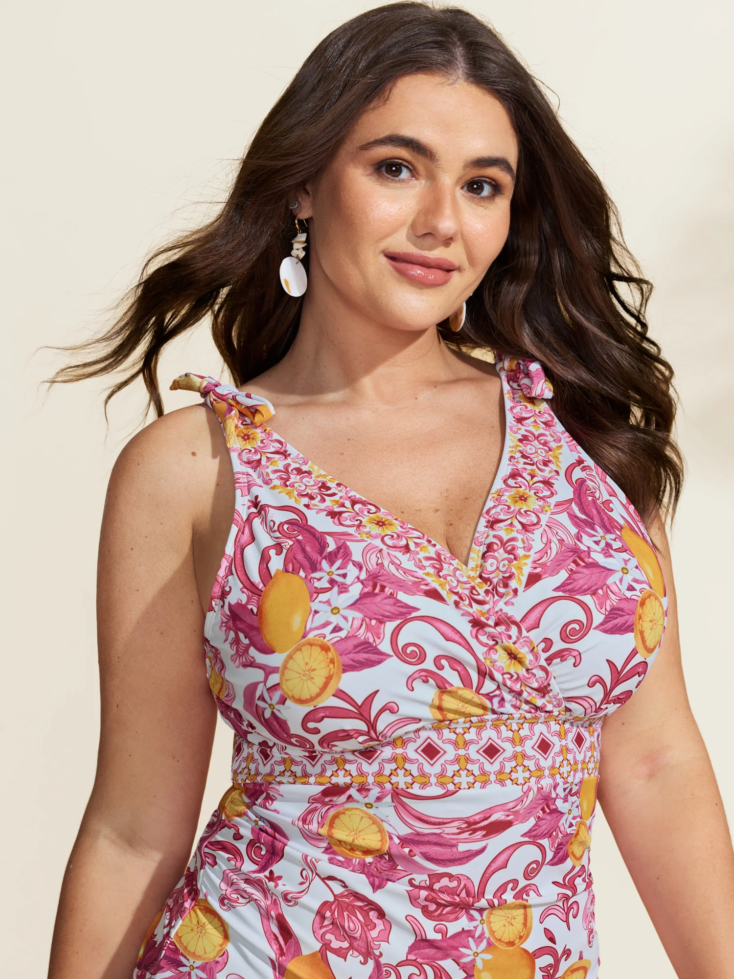 Two-Piece Citrus Print Sarong Swimsuit - Image 30