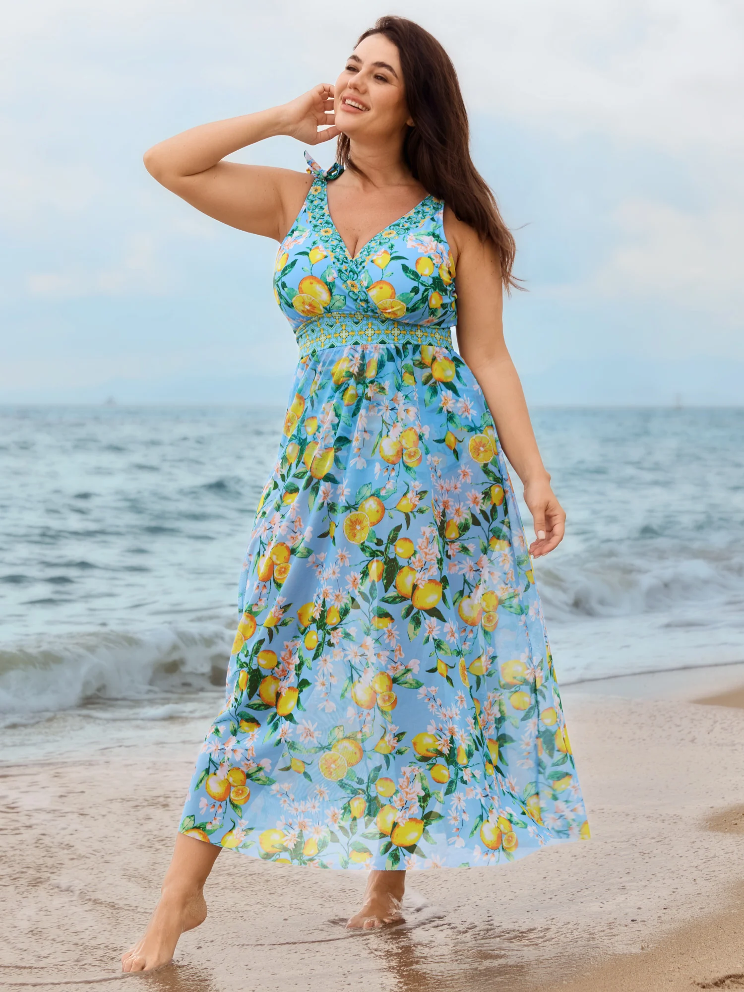 Two-Piece Citrus Print Sarong Swimsuit - Image 33