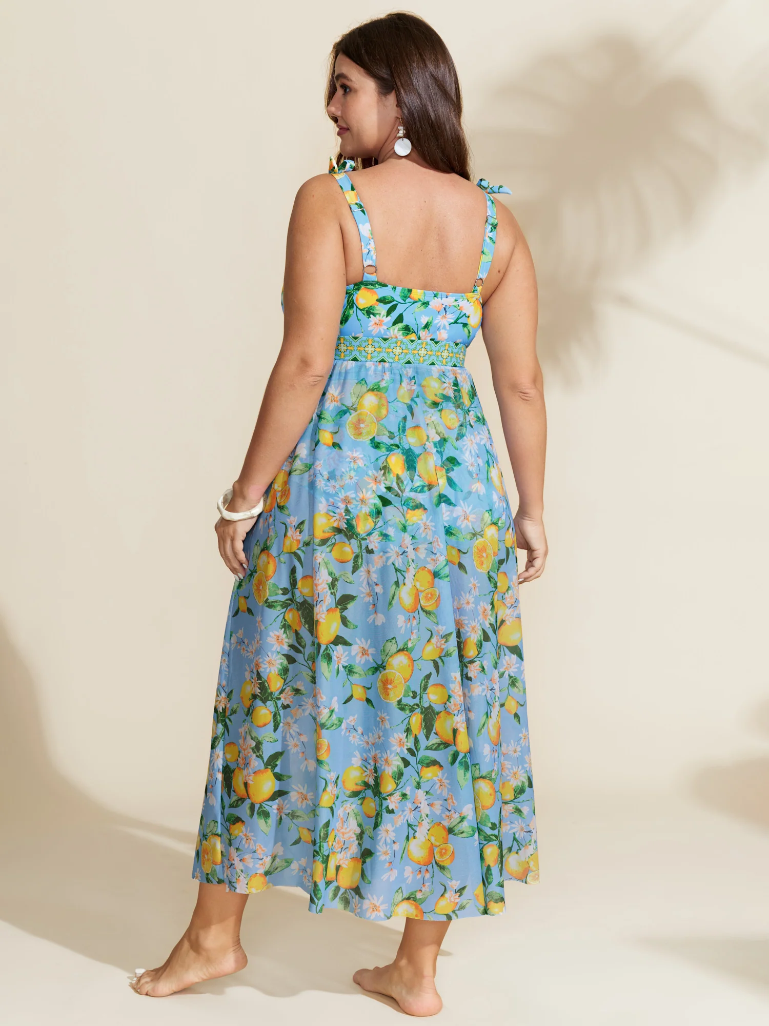 Two-Piece Citrus Print Sarong Swimsuit - Image 38