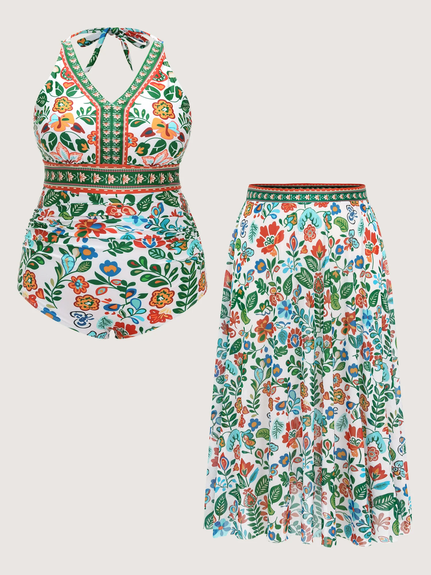 Two-Piece Tummy-Control Sarong Swimsuit - Image 9